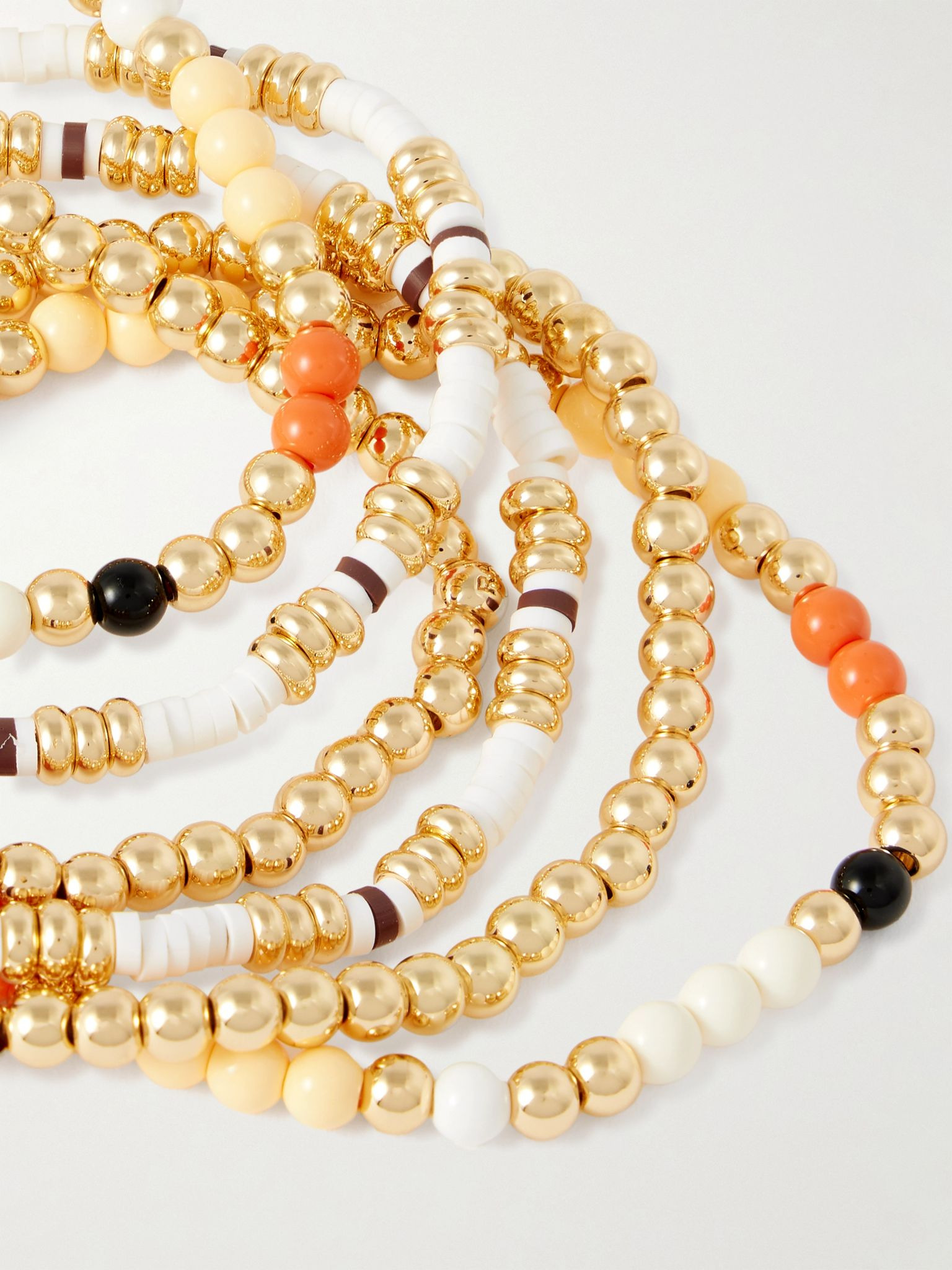 The Calm Bunch set of six gold-tone, enamel and heishi bracelets Gold - 4