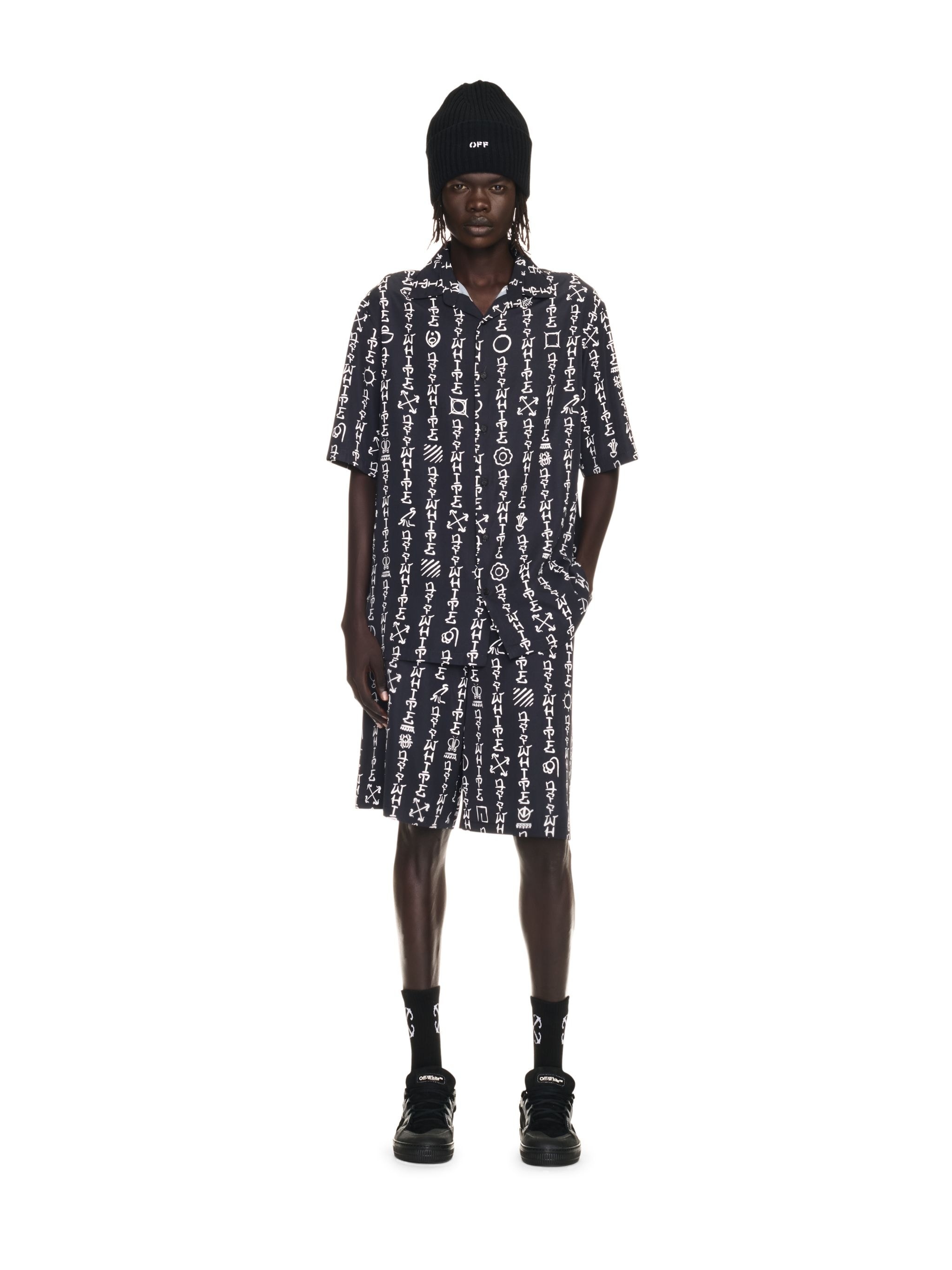 Black Type Allover Bowling Shorts - 2