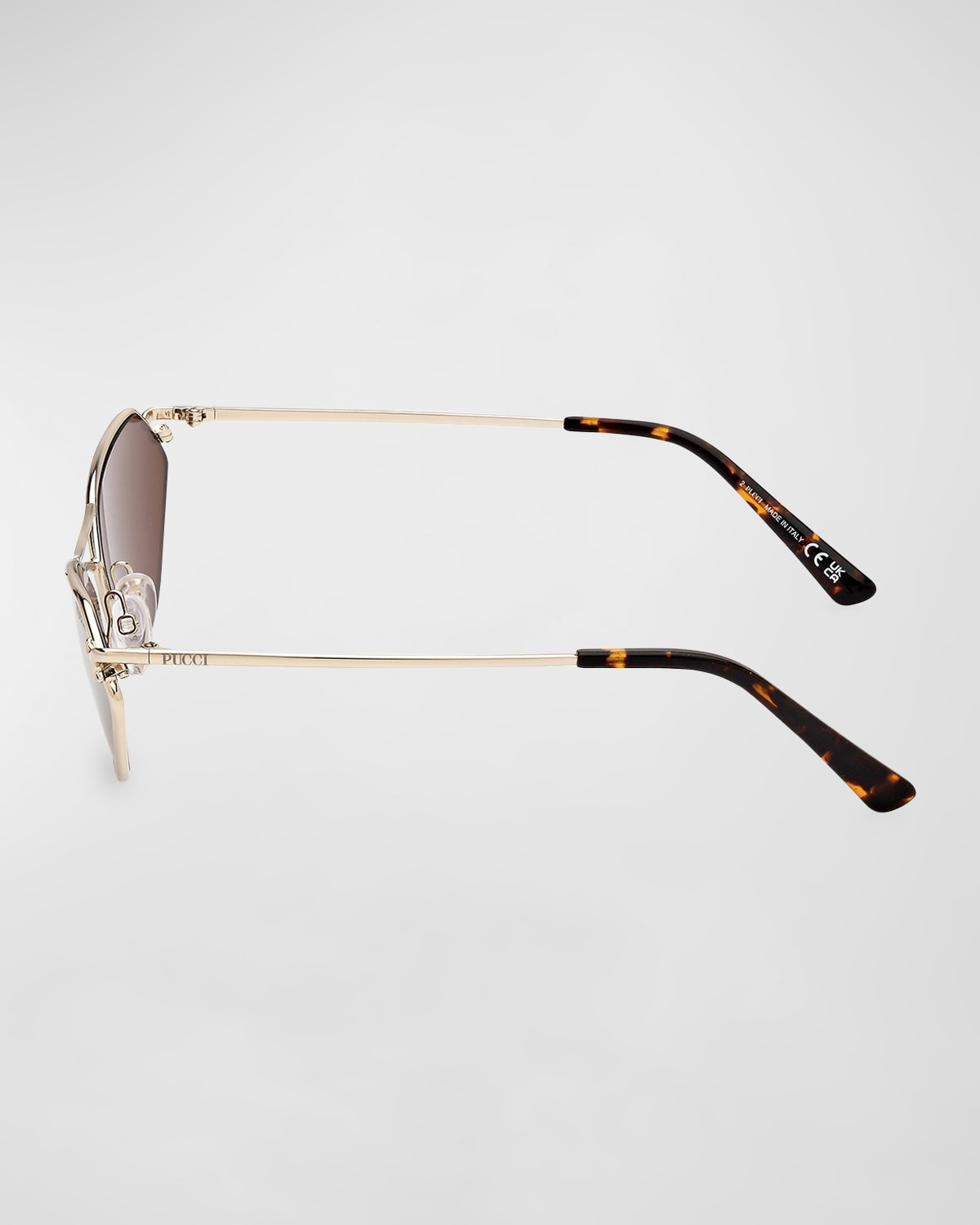 Geometric Metal & Acetate Rectangle Sunglasses - 4