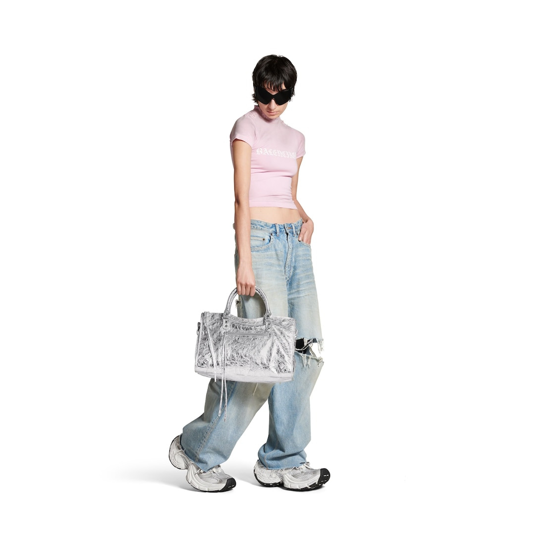 Women's Le City Medium Bag Metallized in Silver - 8