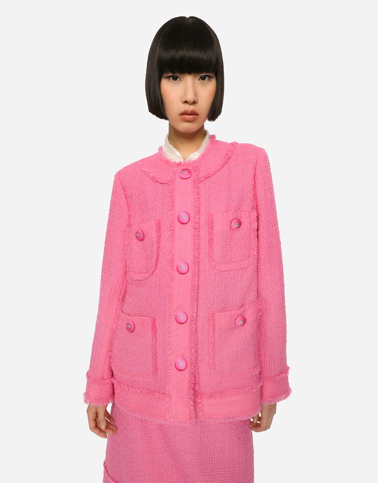 Single-breasted raschel tweed jacket - 4