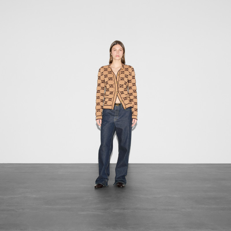GUCCI GG wool bouclé jacquard cardigan outlook