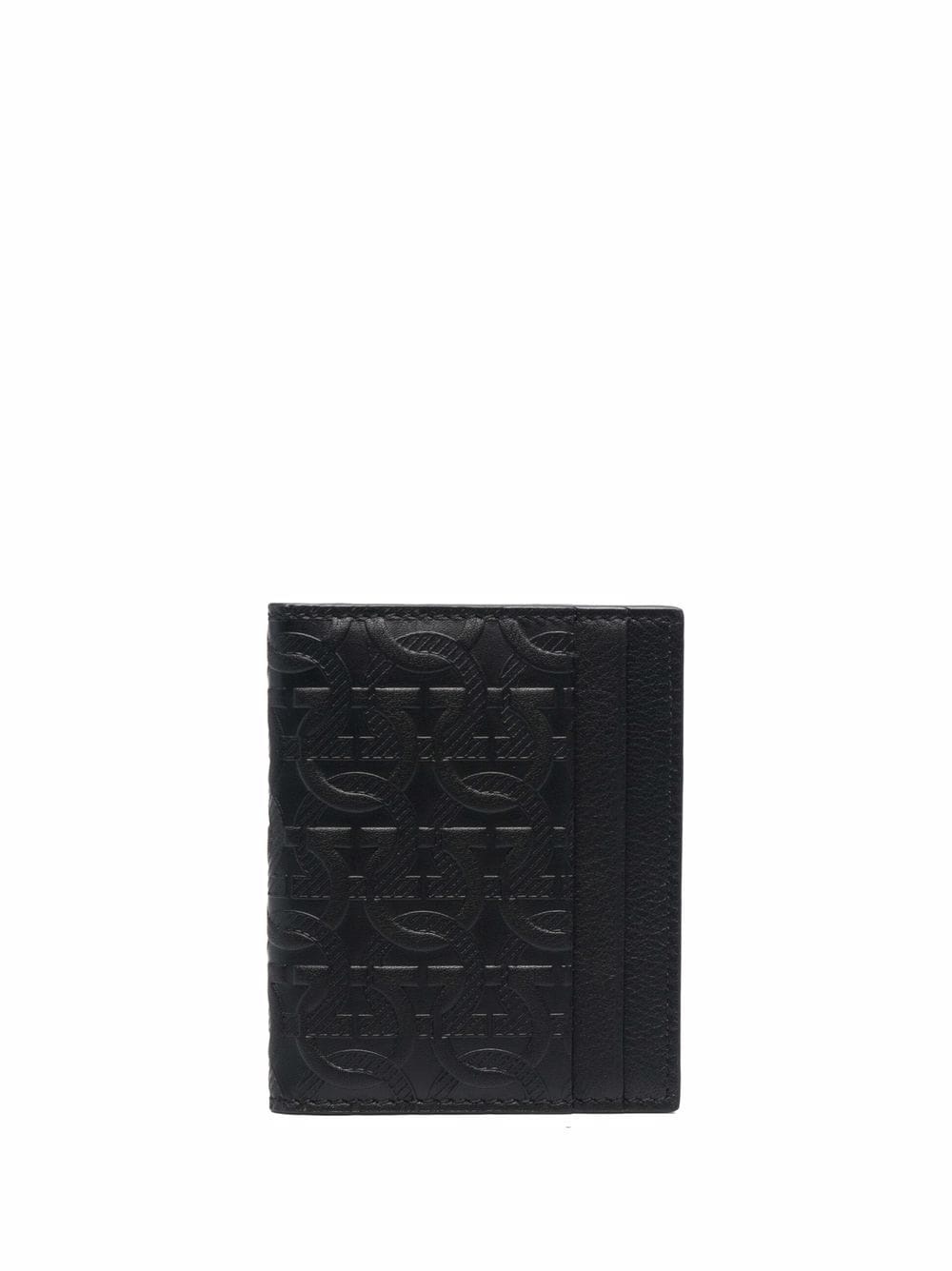 embossed-monogram leather cardholder - 1