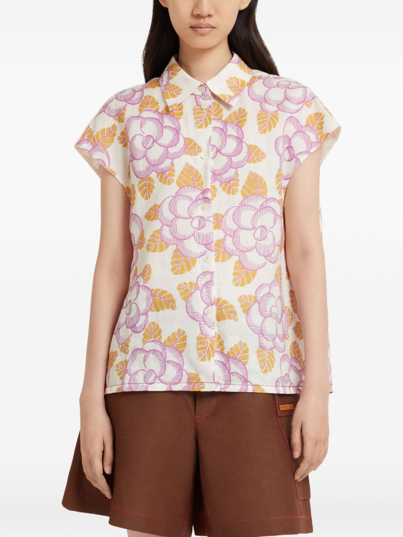 floral cap-sleeved shirt 3