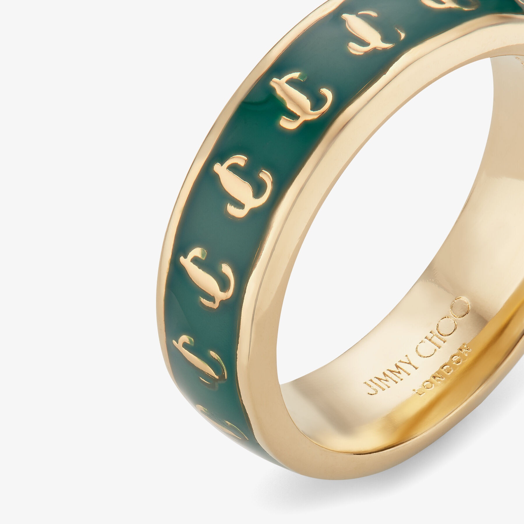 JC Enamel Ring
Gold-Finish Metal and Emerald Enamel JC Ring - 5