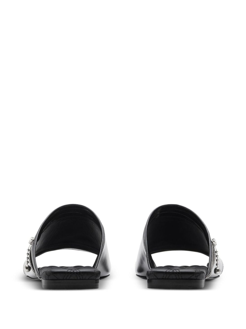 decorative-zip flat leather sandals - 3