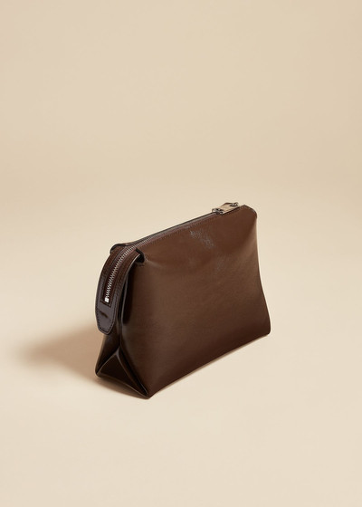 KHAITE The Lina Pochette in Chestnut Crackle Patent Leather outlook