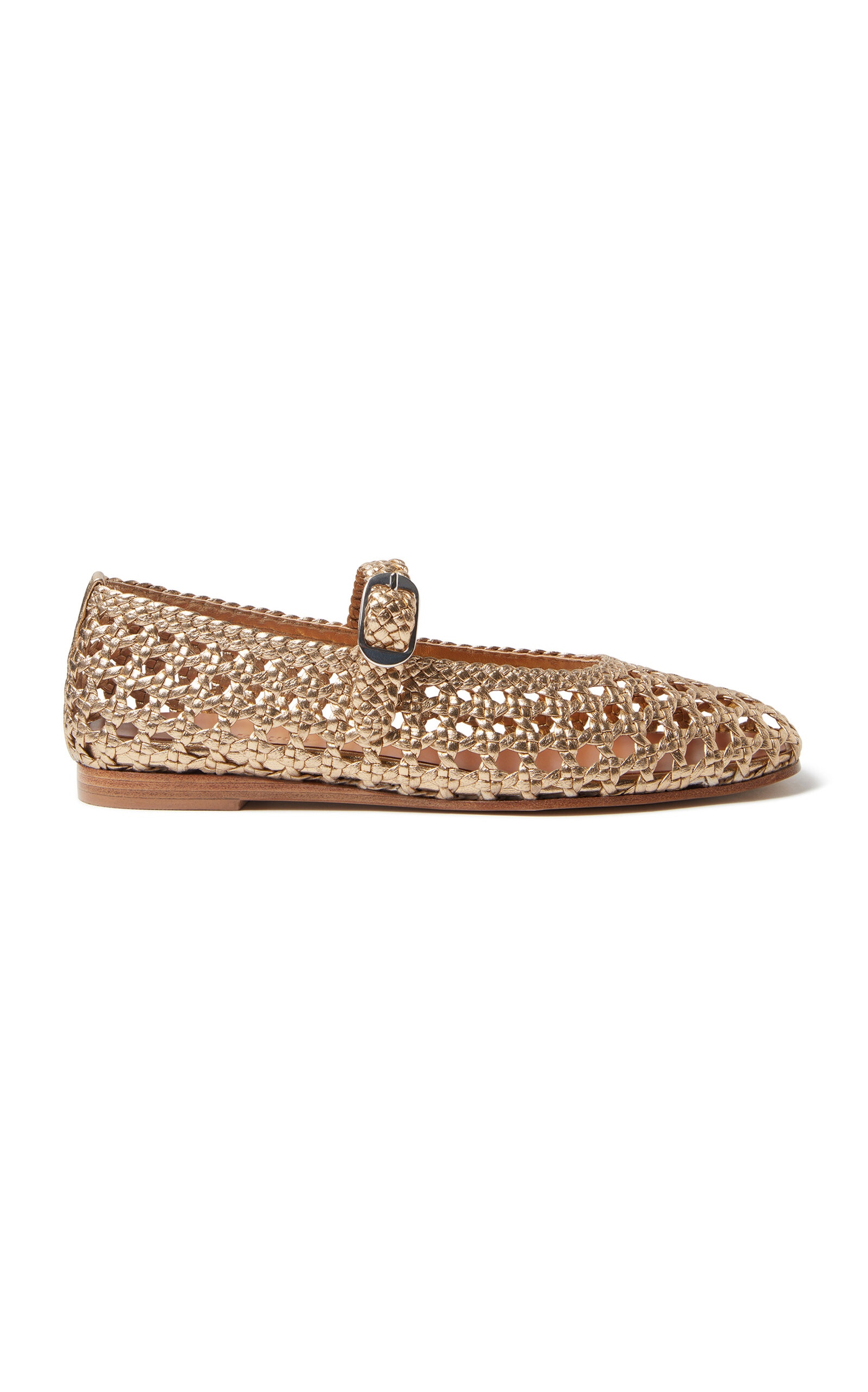 Woven Leather Mary Jane Flats gold - 1