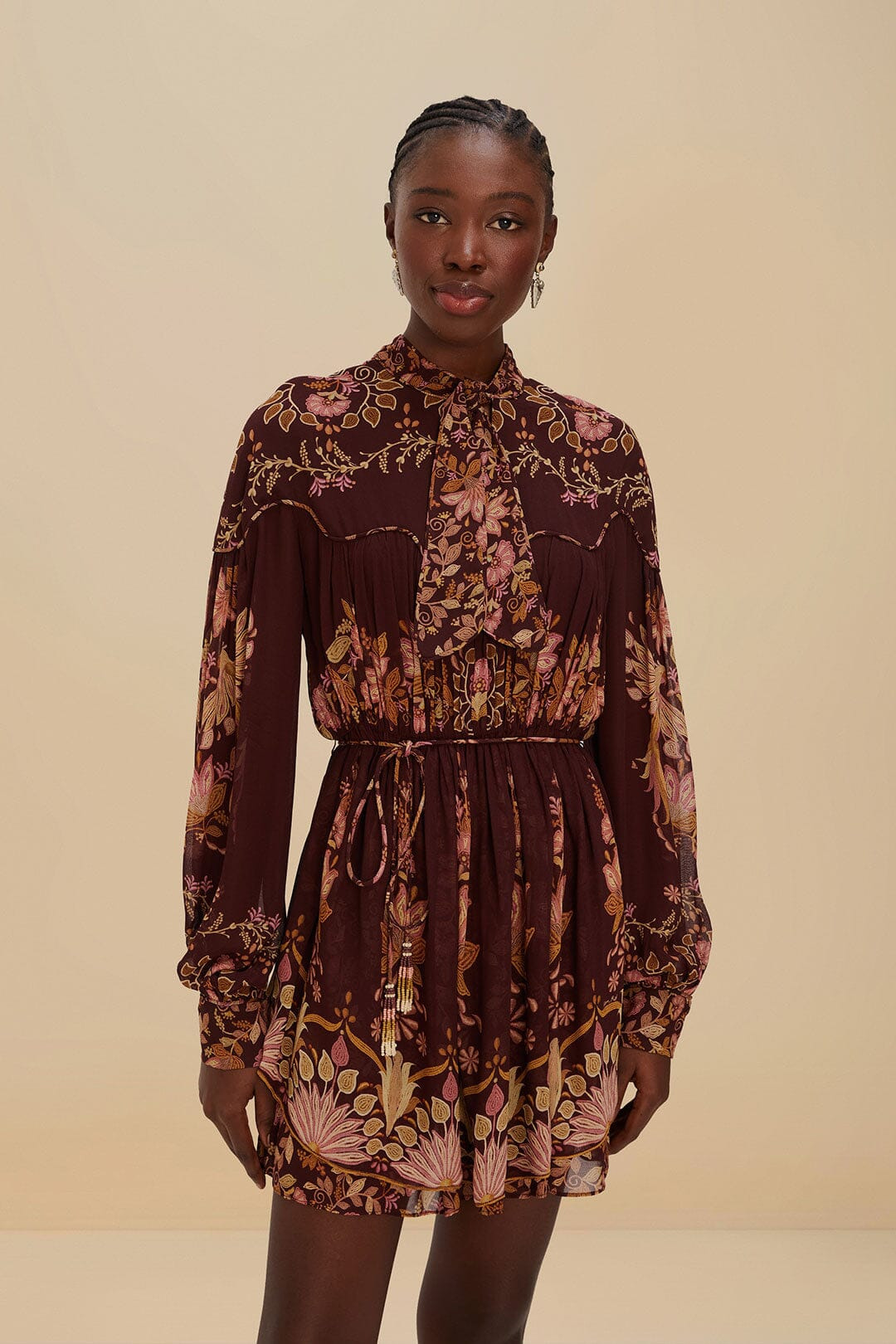 Burgundy Bella Knotted Neckline Mini Dress - 4