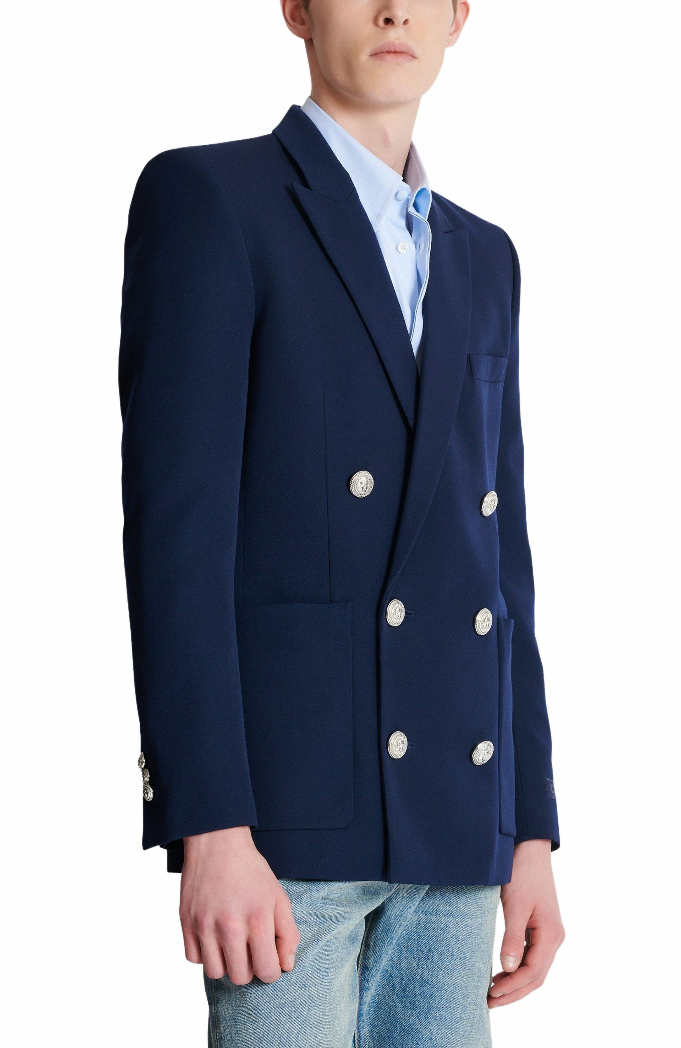 Balmain Grain de poudre blazer in Navy at Nordstrom - 4
