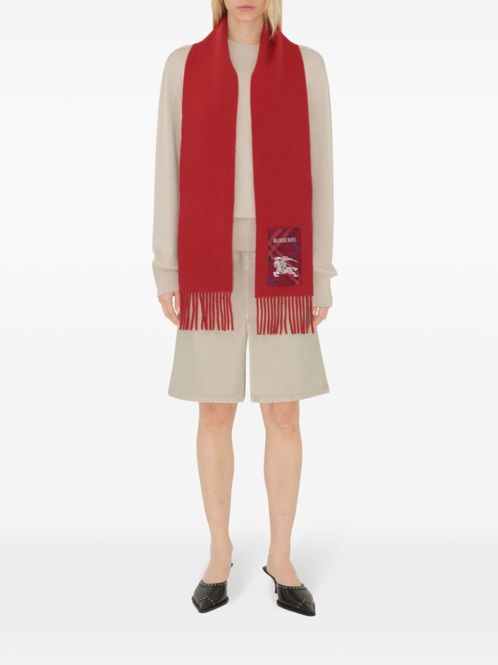 check-label cashmere scarf - 4