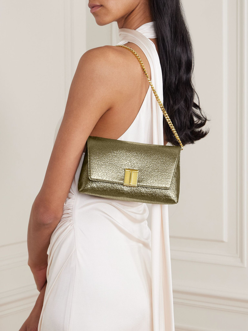 TOM FORD Textured-lamé clutch Gold outlook