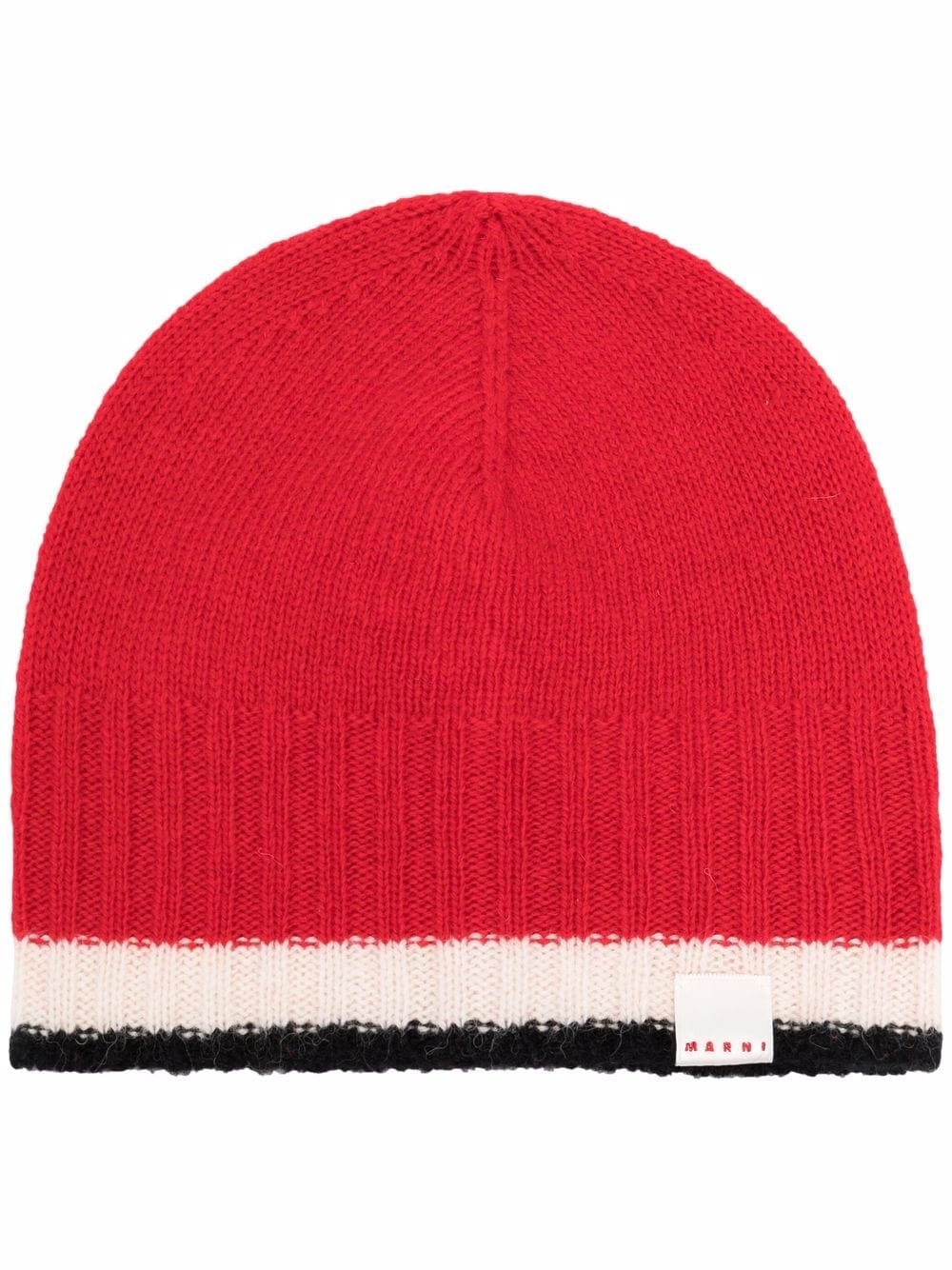 stripe-trim beanie - 1