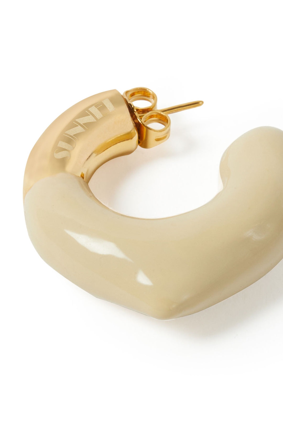 SMALL RUBBERIZED EARRINGS GOLD / beige - 2