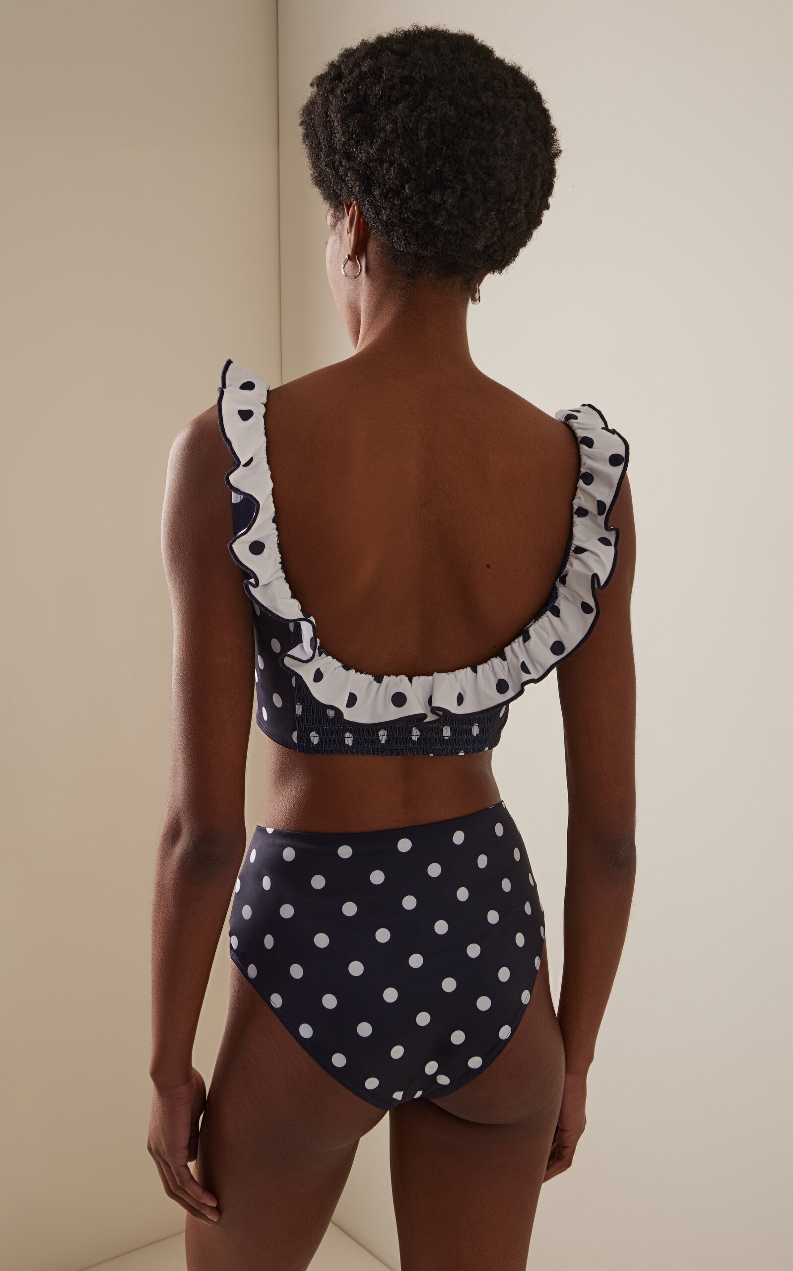 Paulina High-Rise Polka-Dot Bikini Bottom navy - 3
