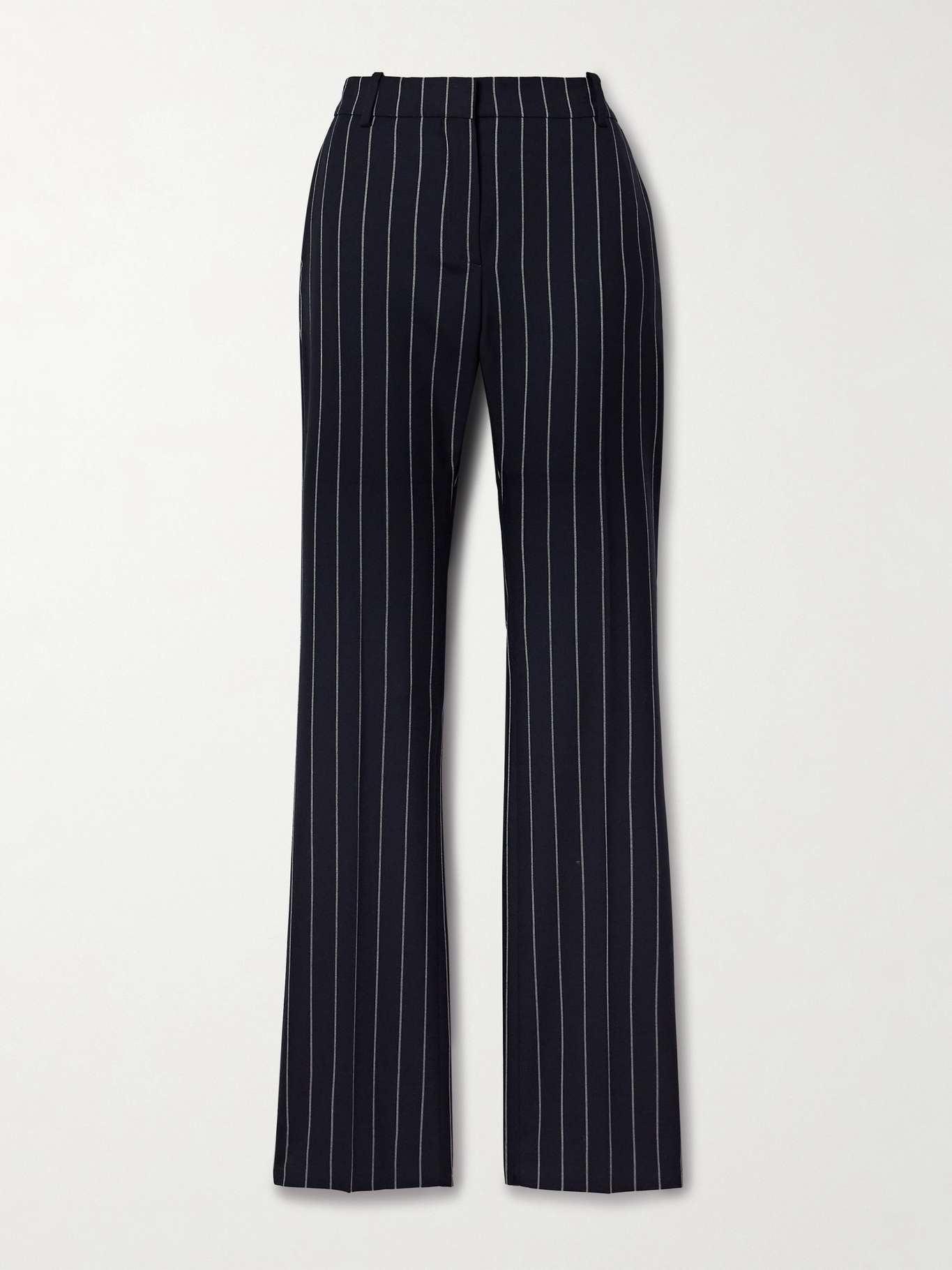 Pinstriped wool-blend twill straight-leg pants - 1