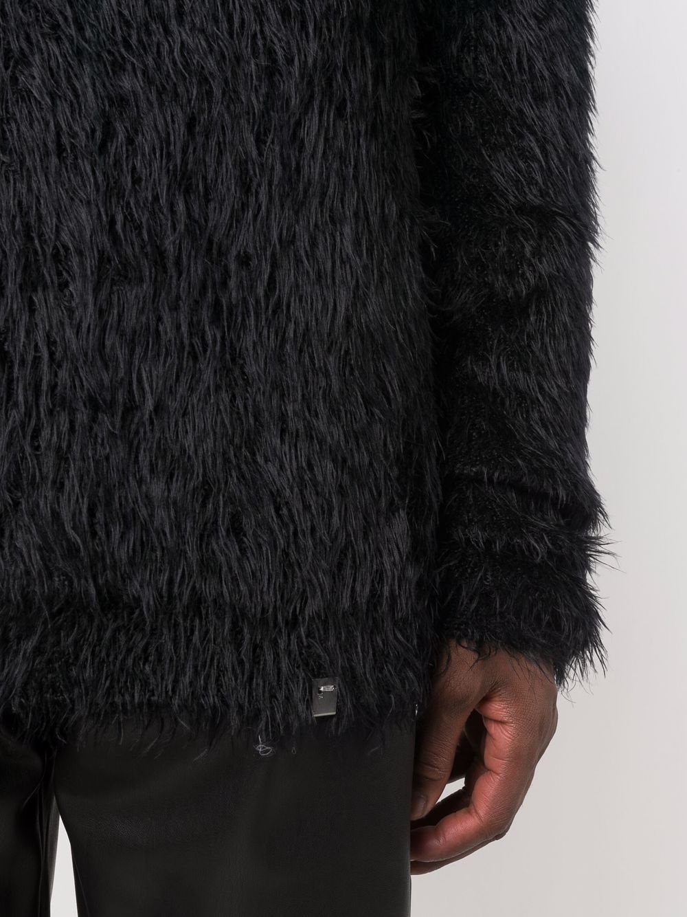 faux-fur round-neck jumper - 5