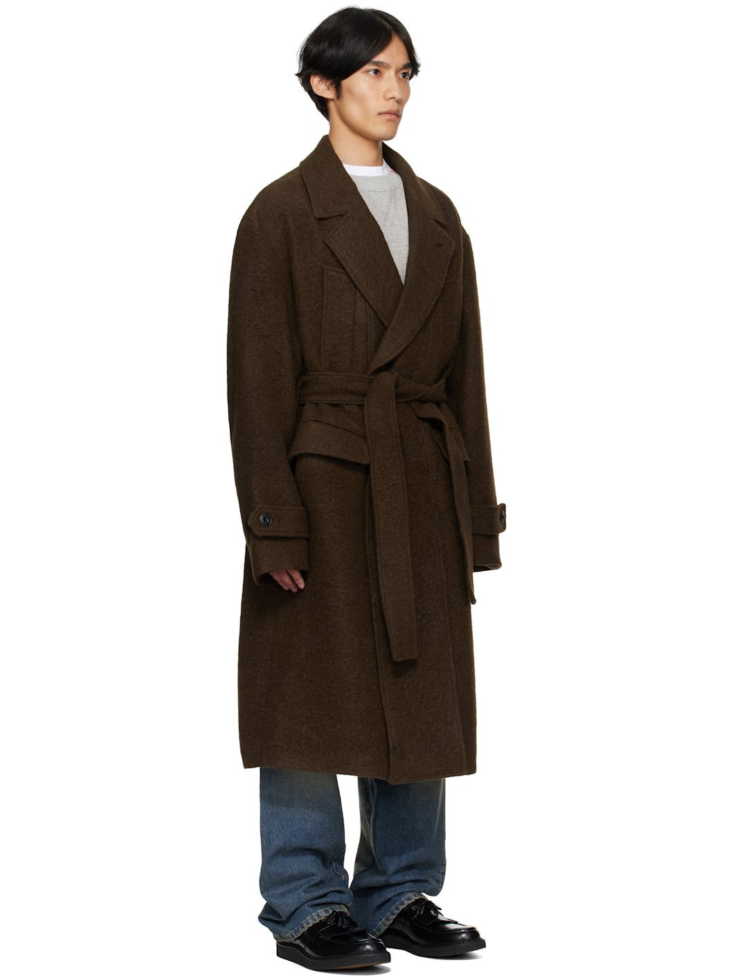 Brown Mattia Shaggy Wool Robe Coat - 2