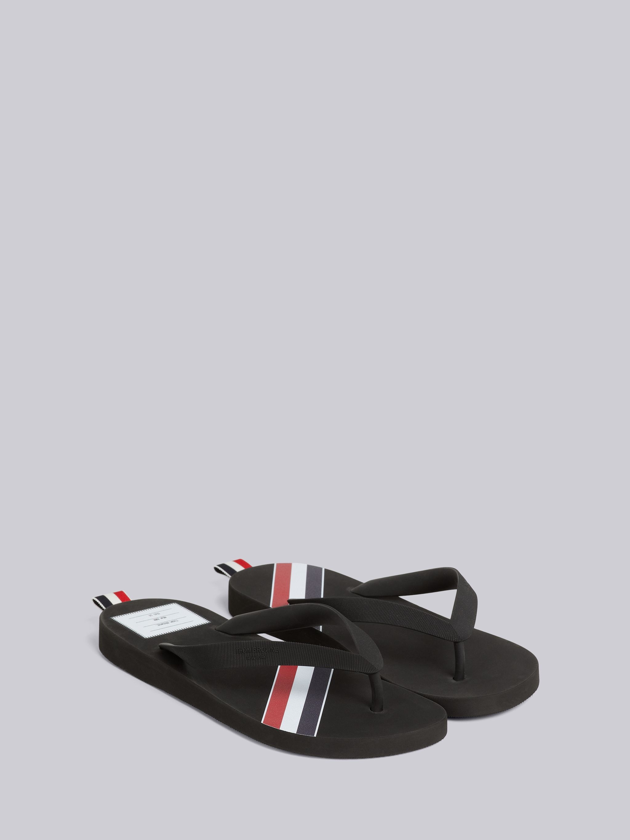 Black Molded Rubber Stripe Flip Flop - 3