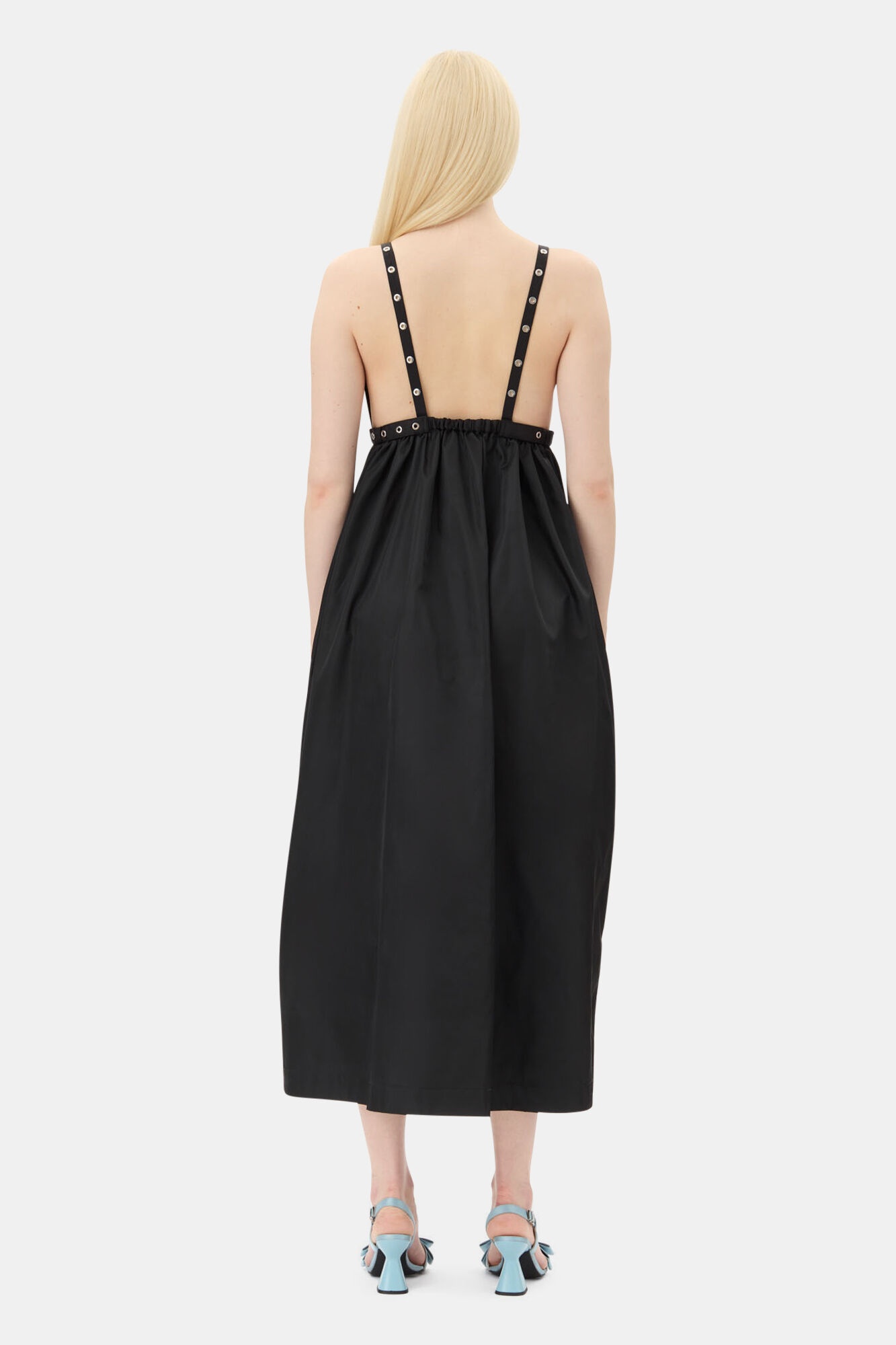 BLACK DUCHESSE NYLON STRAP DRESS - 5