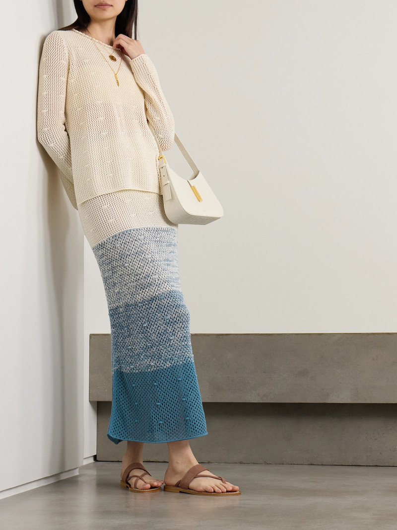 ESCVDO Litoral Striped Open-knit Cotton Midi Skirt outlook