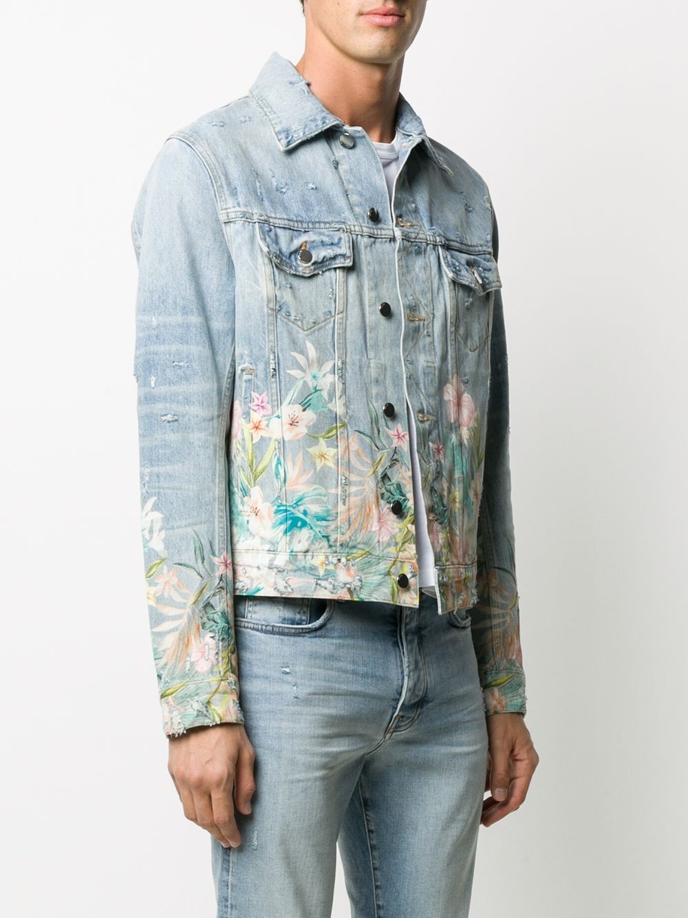 floral-detail denim jacket - 3