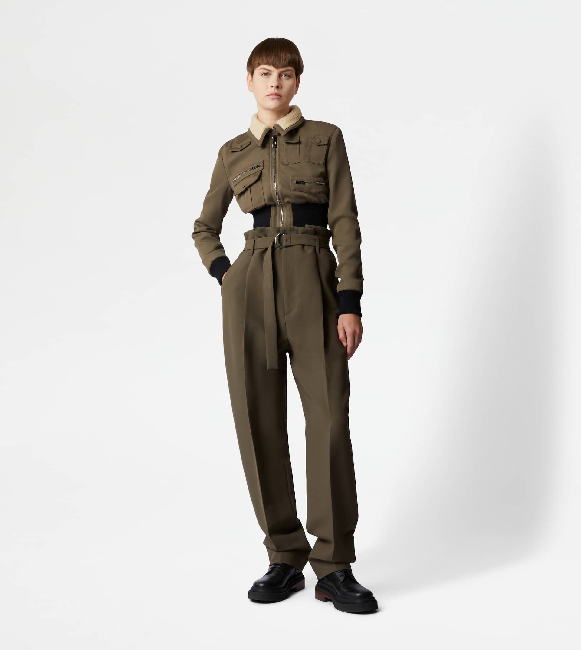 PANTS IN WOOL WITH DARTS - GREEN - 2