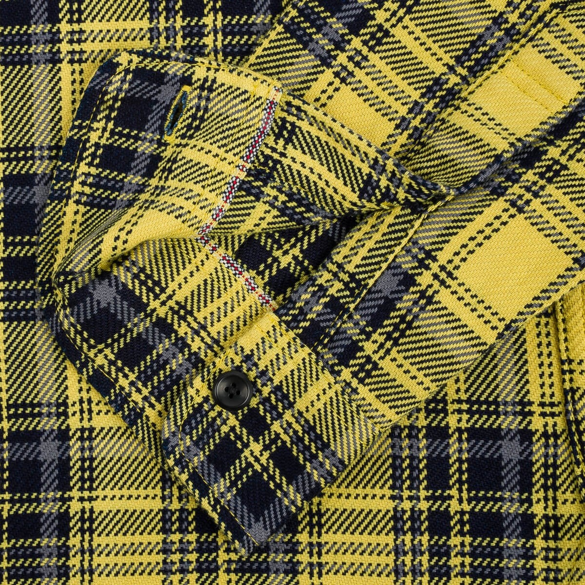 IHSH-412-YEL 9oz Selvedge Indigo Check Flannel Work Shirt Yellow - 4