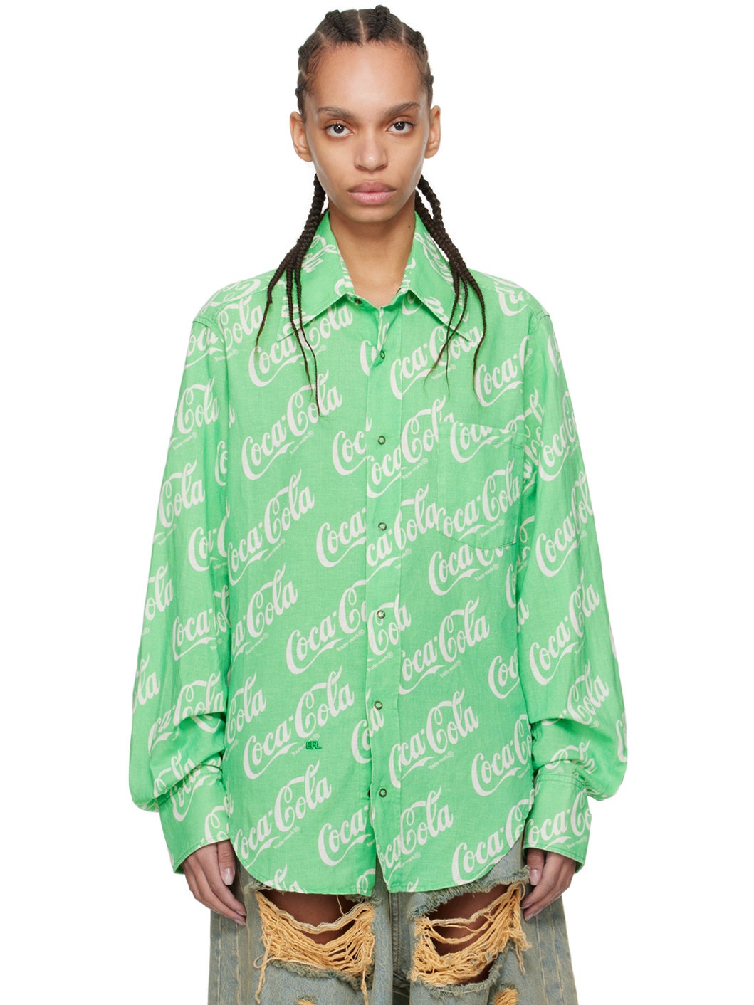 Green Printed Shirt - 1