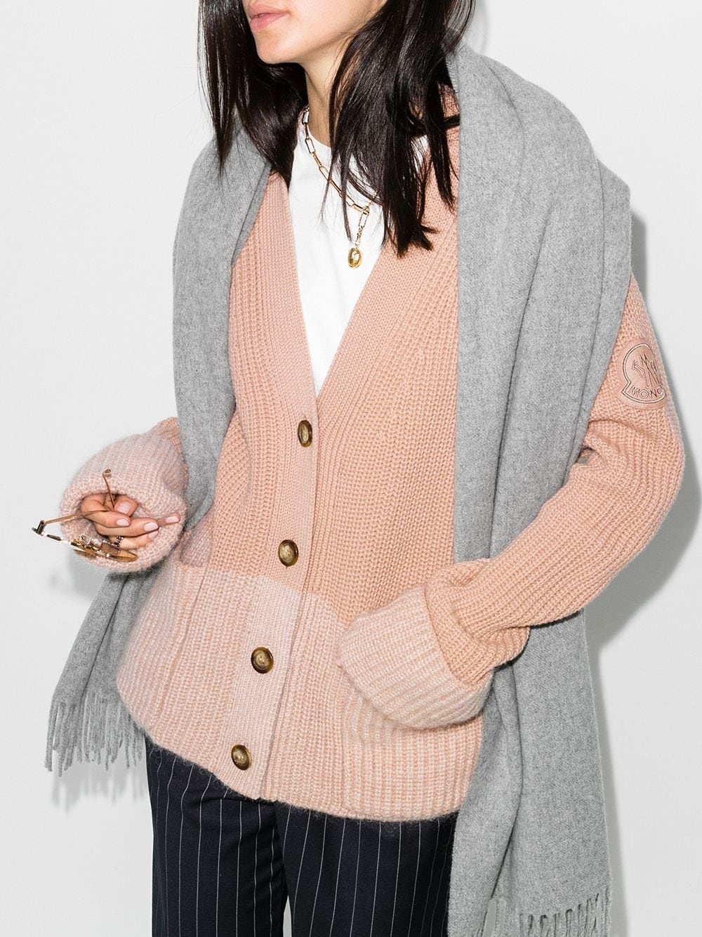 colourblock ribbed-knit cardigan - 2