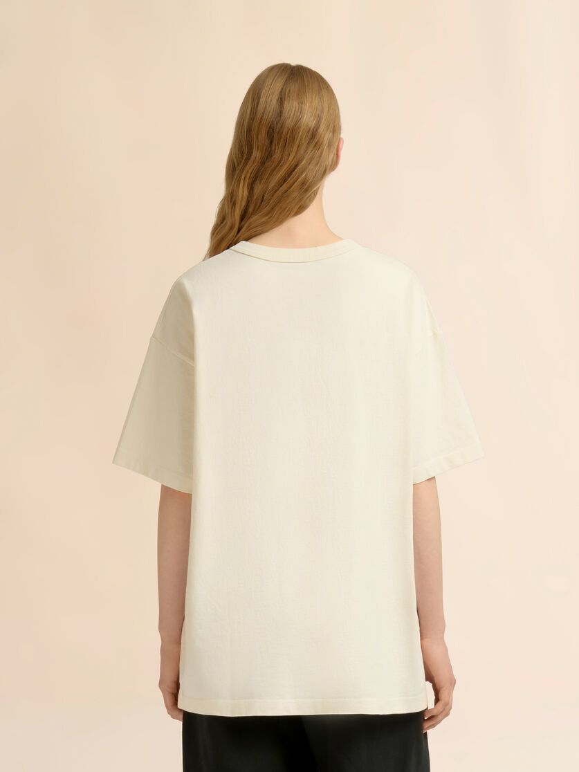 MARNI + MADHAPPY CREAM COTTON T-SHIRT WITH HEART GUYS PRINT - 3