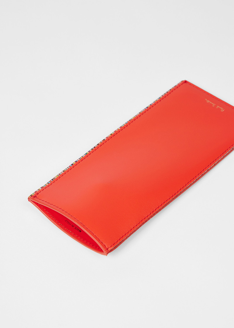 Paul Smith Orange 'Signature Stripe' Trim Glasses Case outlook
