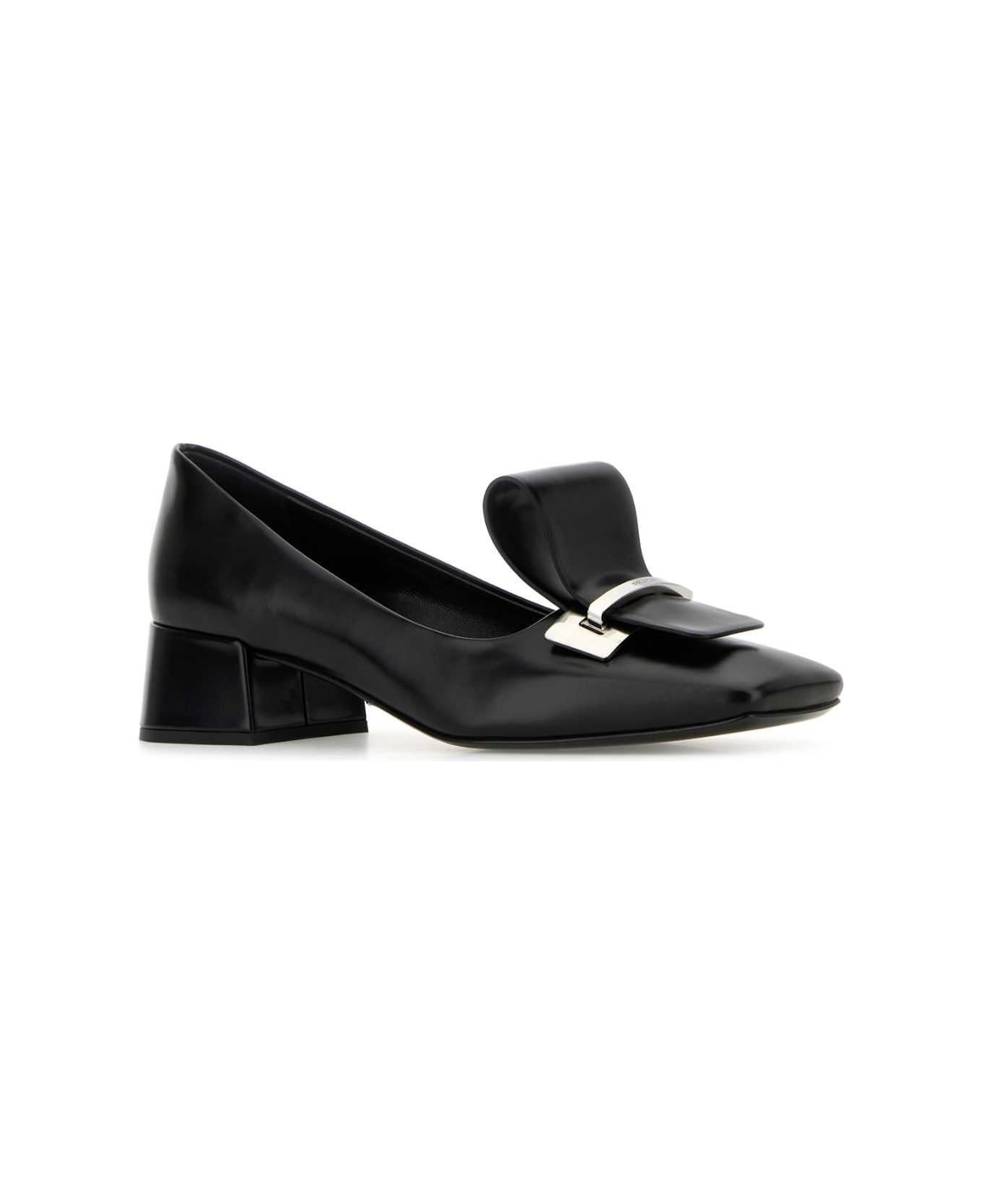 Black Leather Pumps - 2