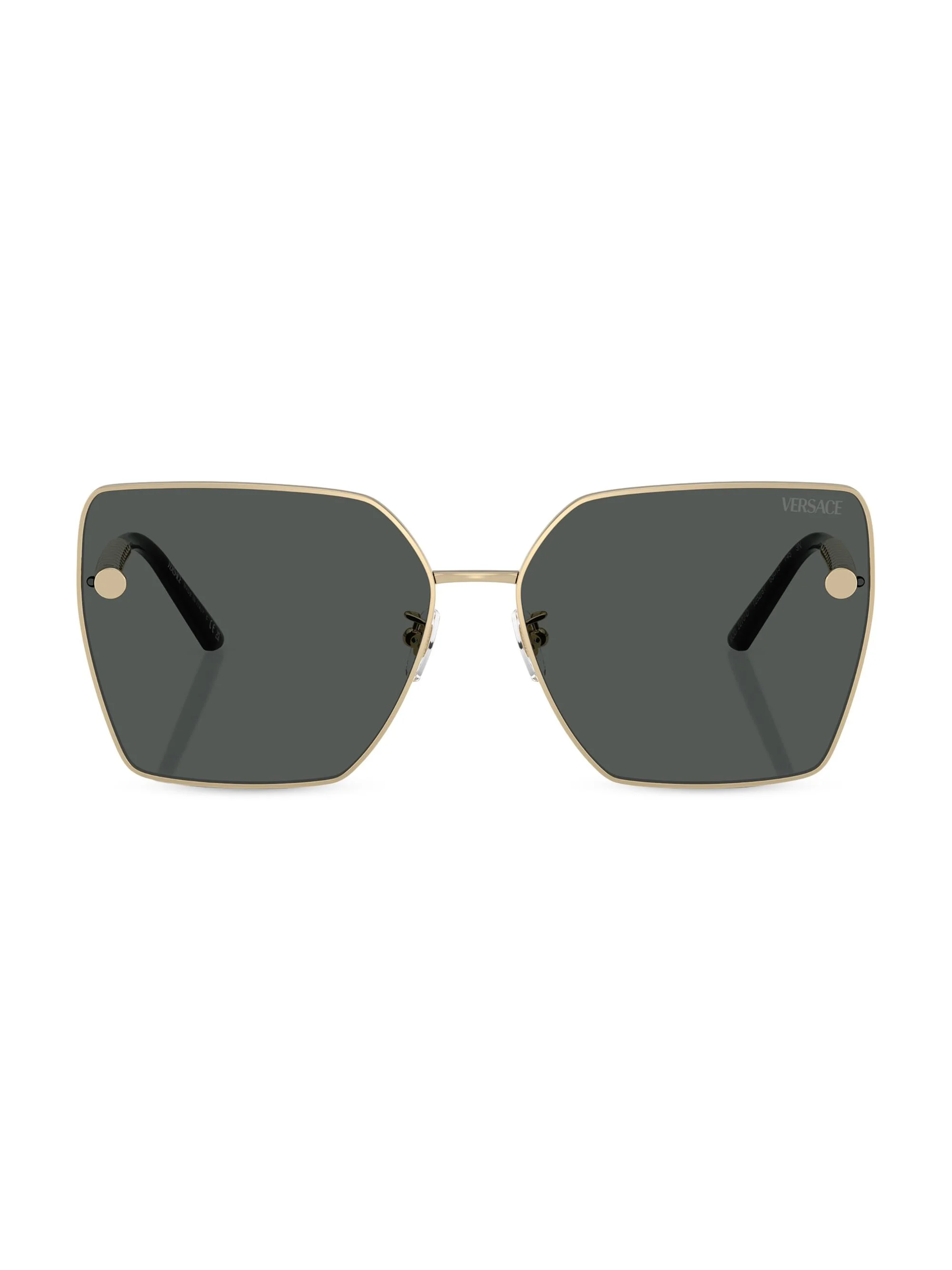 Women's 63MM Square Sunglasses - Gold Black Dark Grey - 1