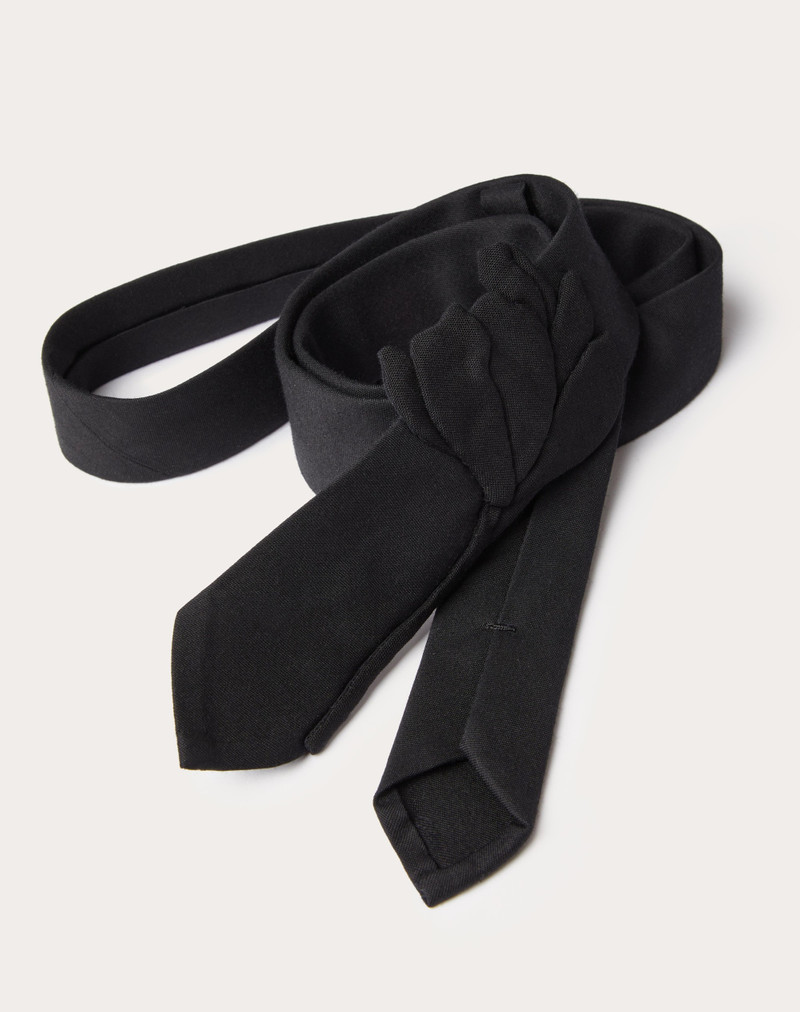 WOOL AND SILK VALENTIE TIE WITH FLOWER EMBROIDERY 3