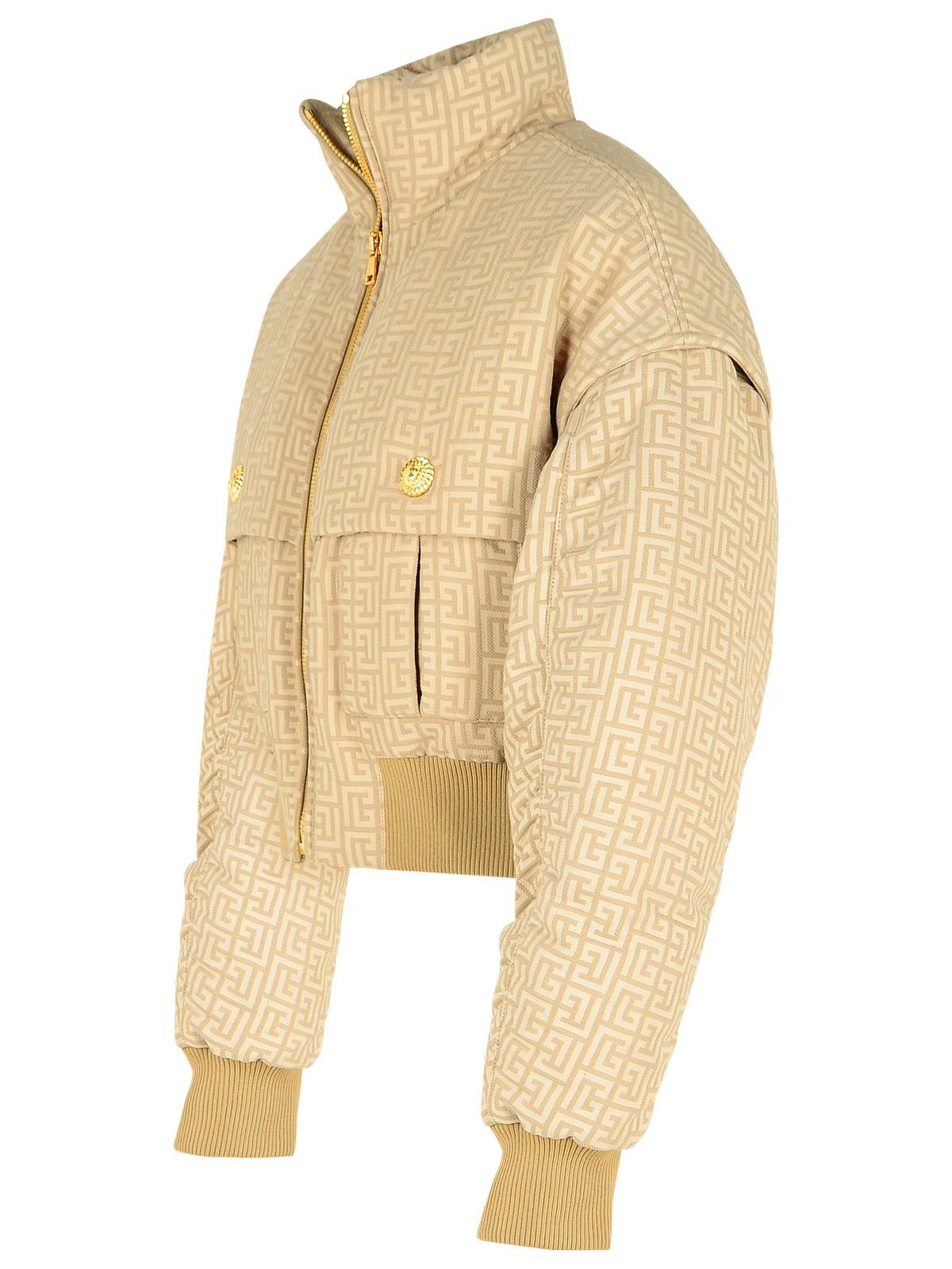 Balmain Beige Jacquard Bomber Jacket Women - 2