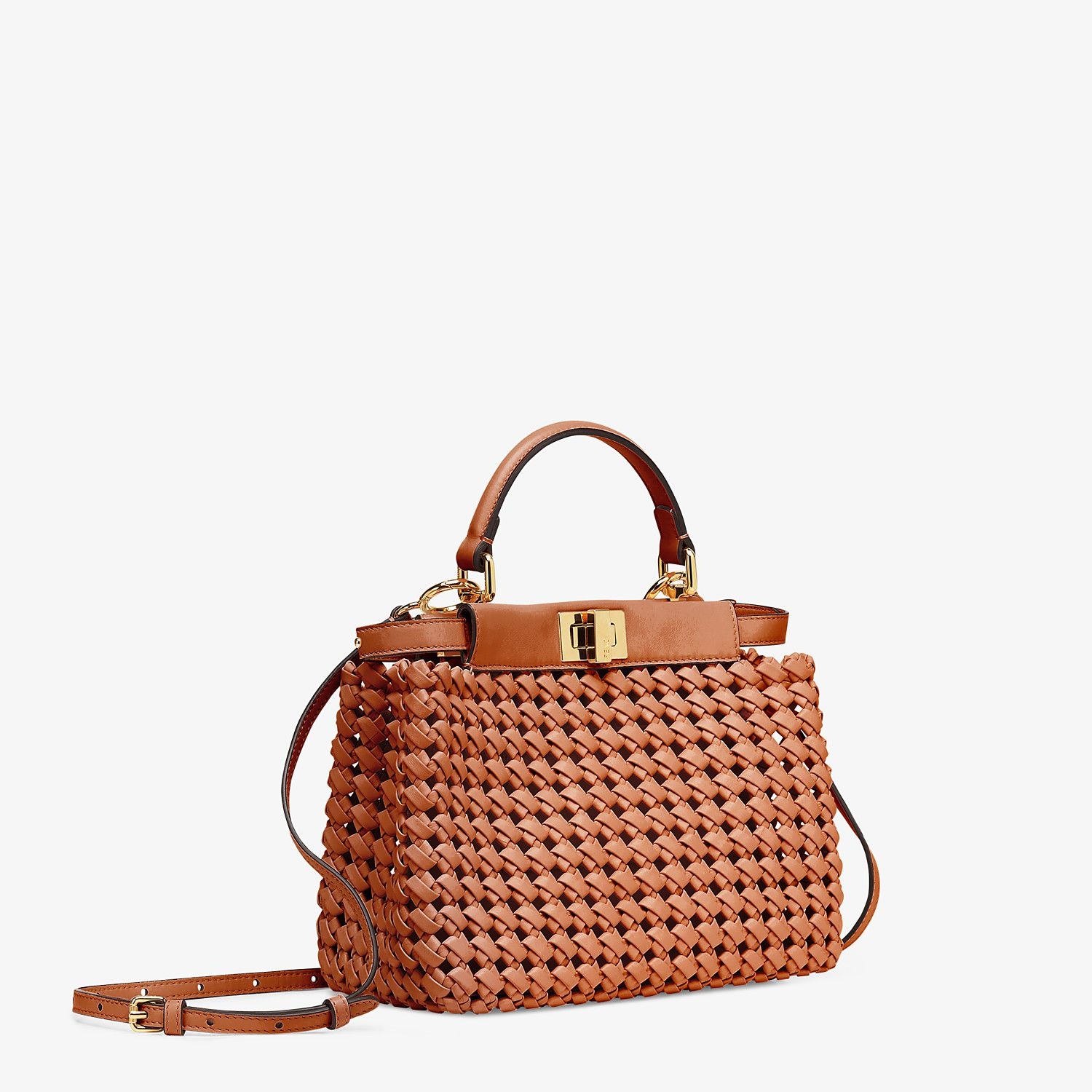 Brown leather interlace bag - 3