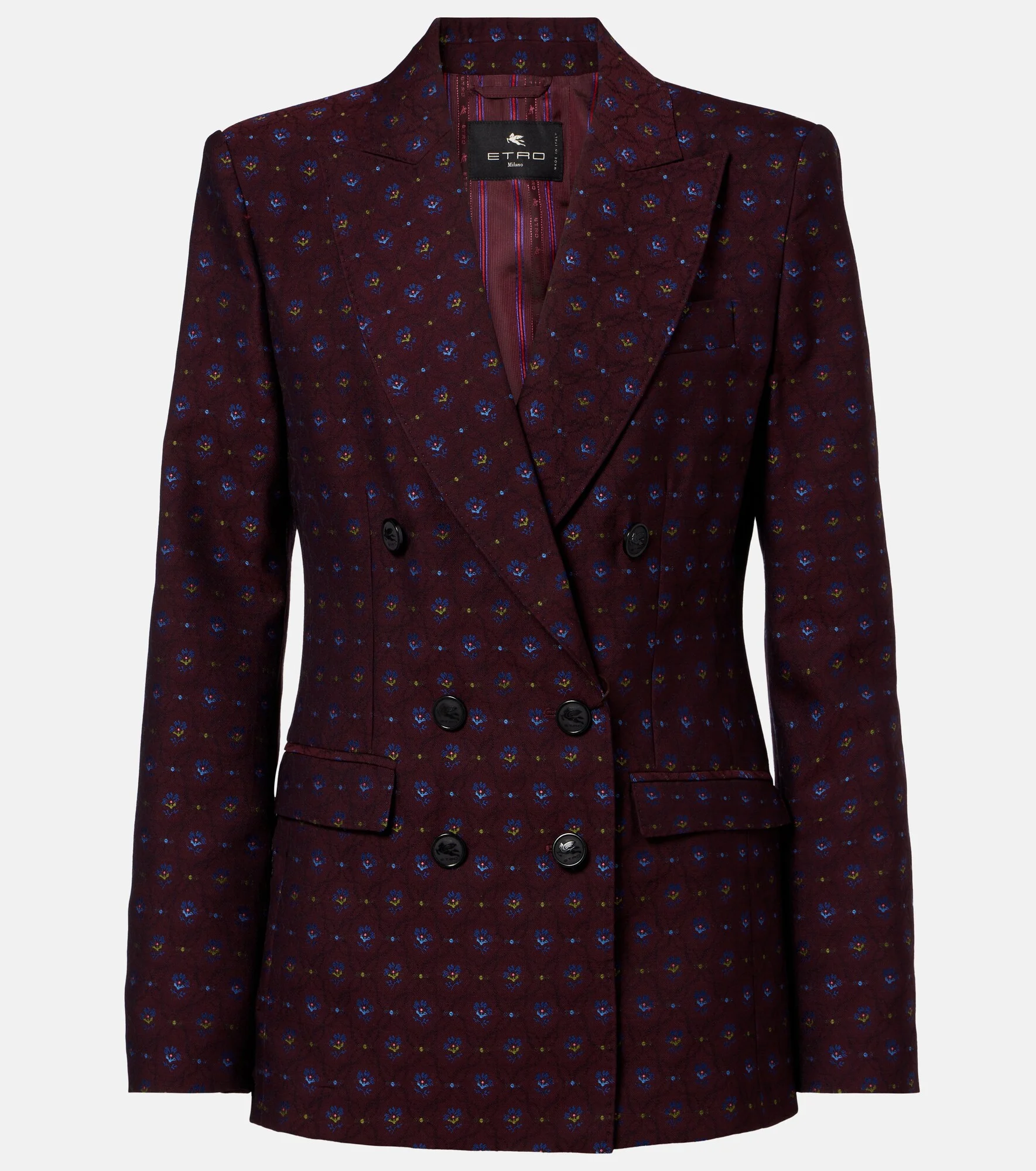 Floral wool and cotton jacquard blazer - 1