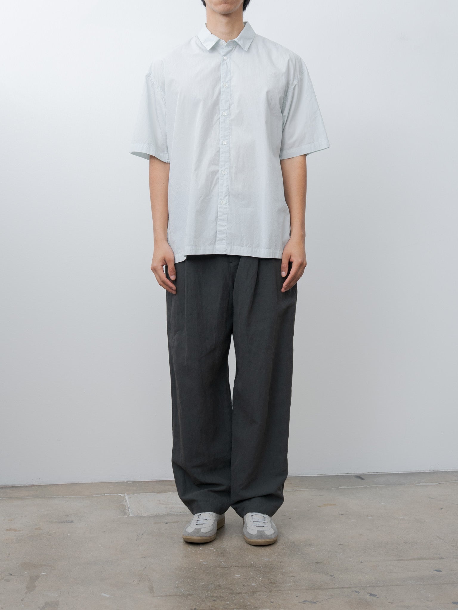 Cotton Lawn Oversized Short Sleeve Shirt - Ice Blue - 2