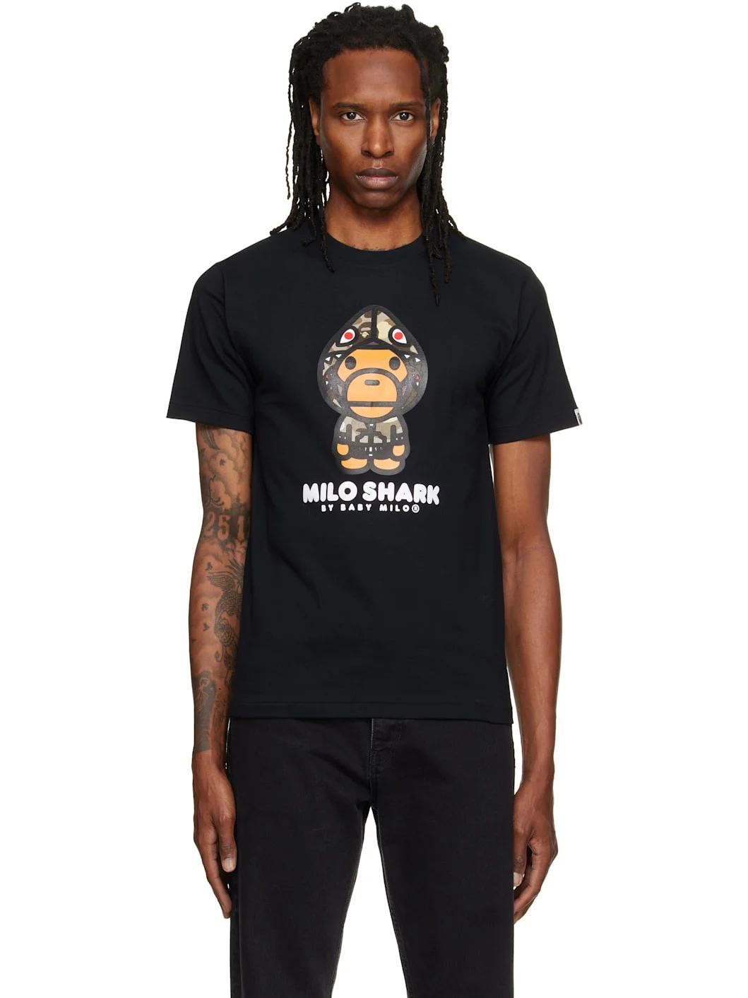 Black Color Camo 'Milo Shark' FZH T-shirt - 1