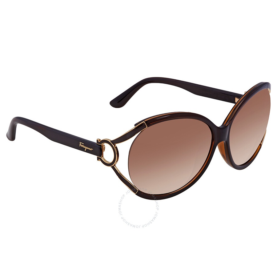 Salvatore Ferragamo Brown Gradient Round Ladies Sunglasses SF600S 220 61 - 3
