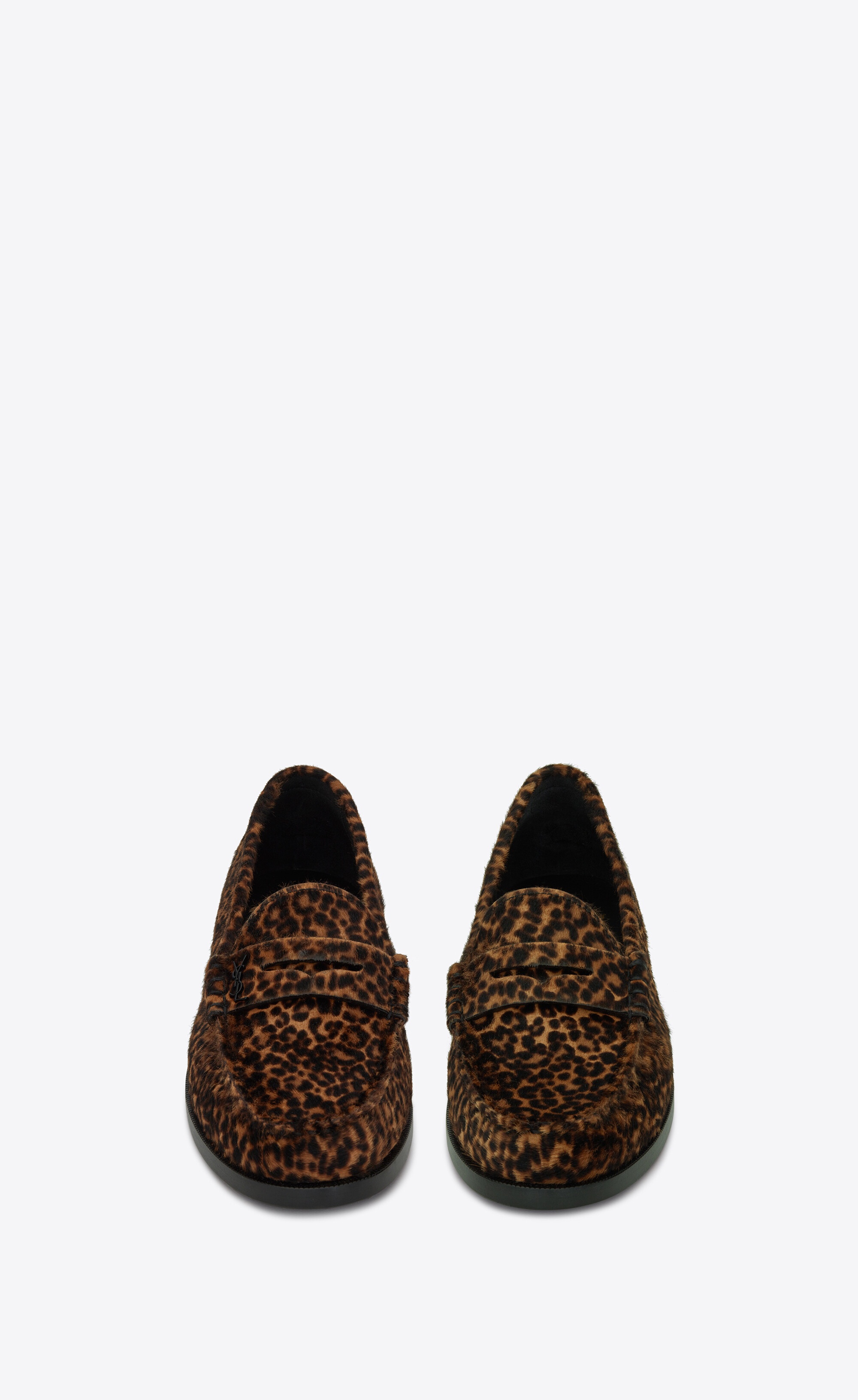 le loafer monogram penny slippers in leopard-print pony-effect leather - 1