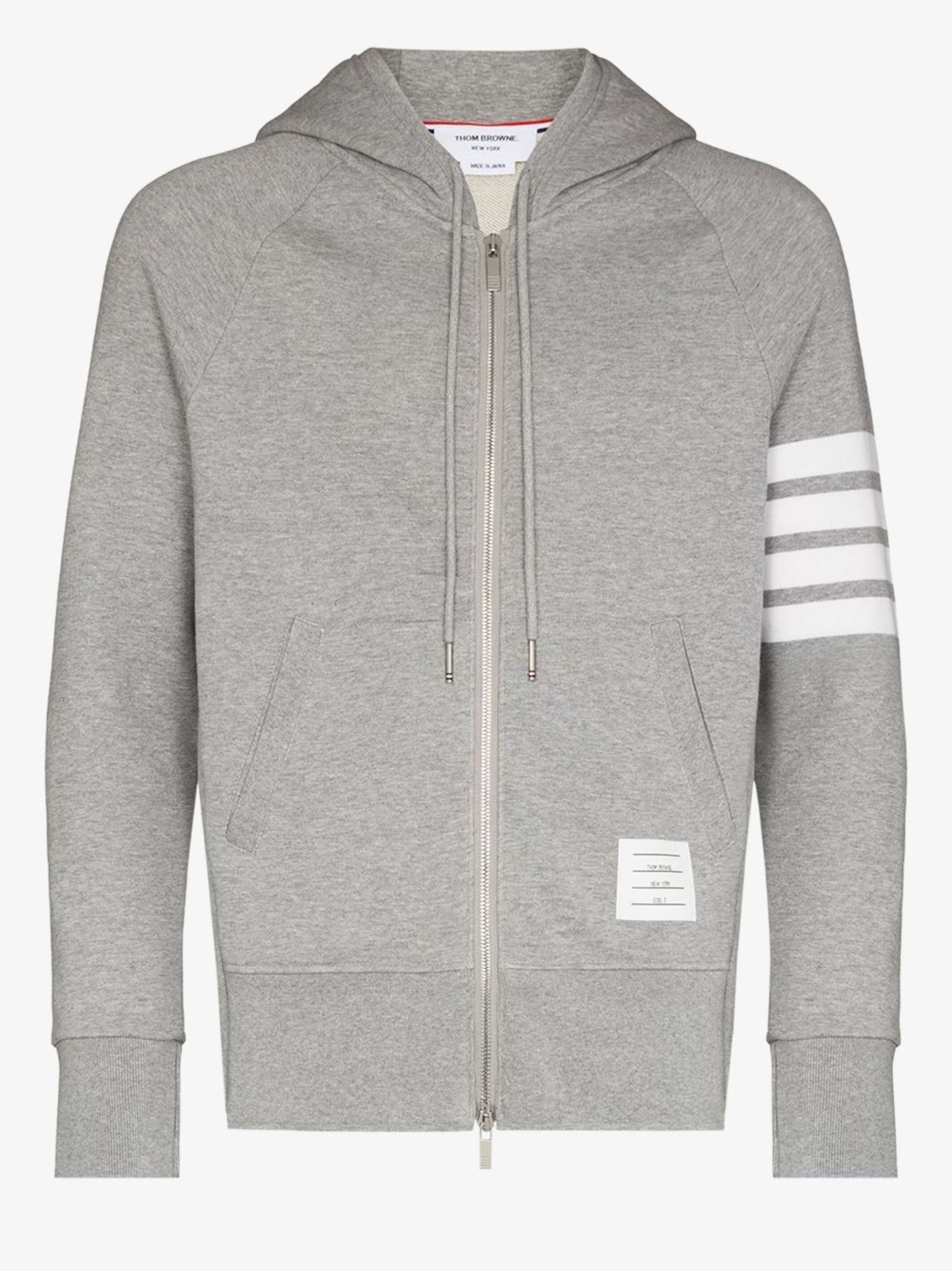 grey Classic 4-Bar Stripe cotton hoodie - 2