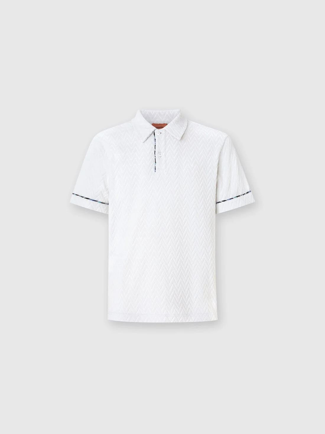 Zig zag cotton terry polo shirt with contrasting piping - 1