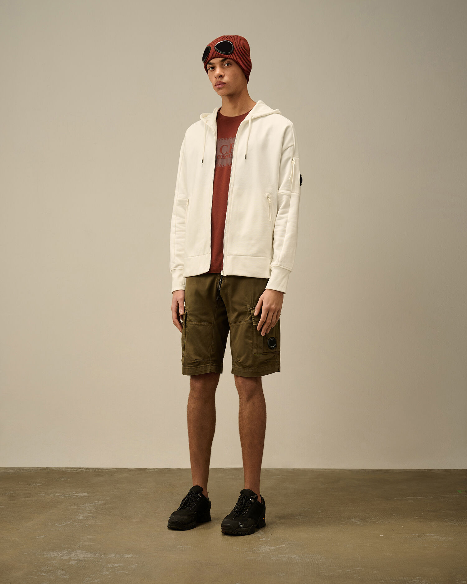 Diagonal Raised Fleece Full Zip Hooded Sweatshirt - 2