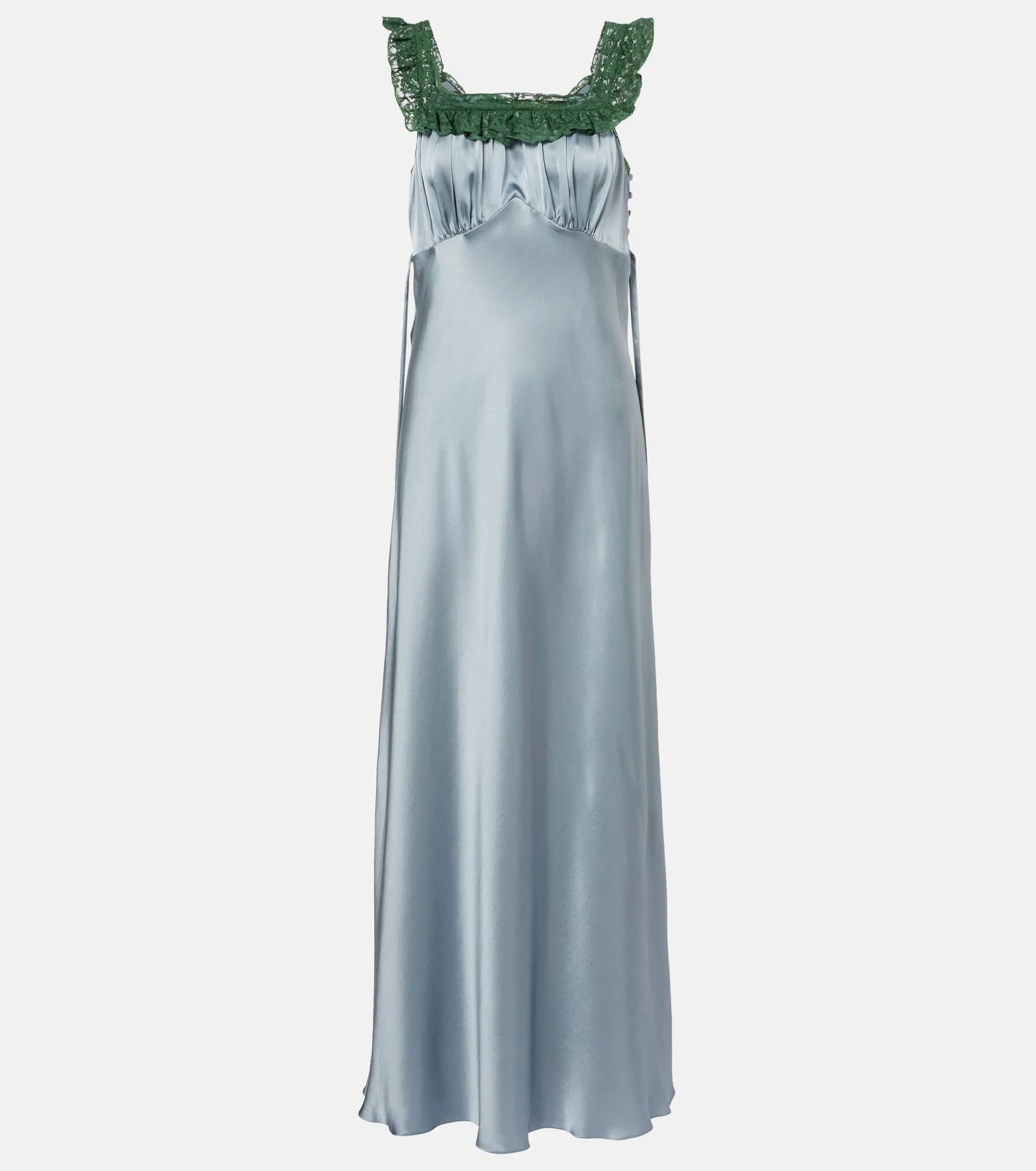 Lace-trimmed silk satin maxi dress - 1