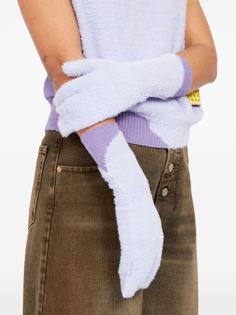 two-tone faux-fur gloves - 4