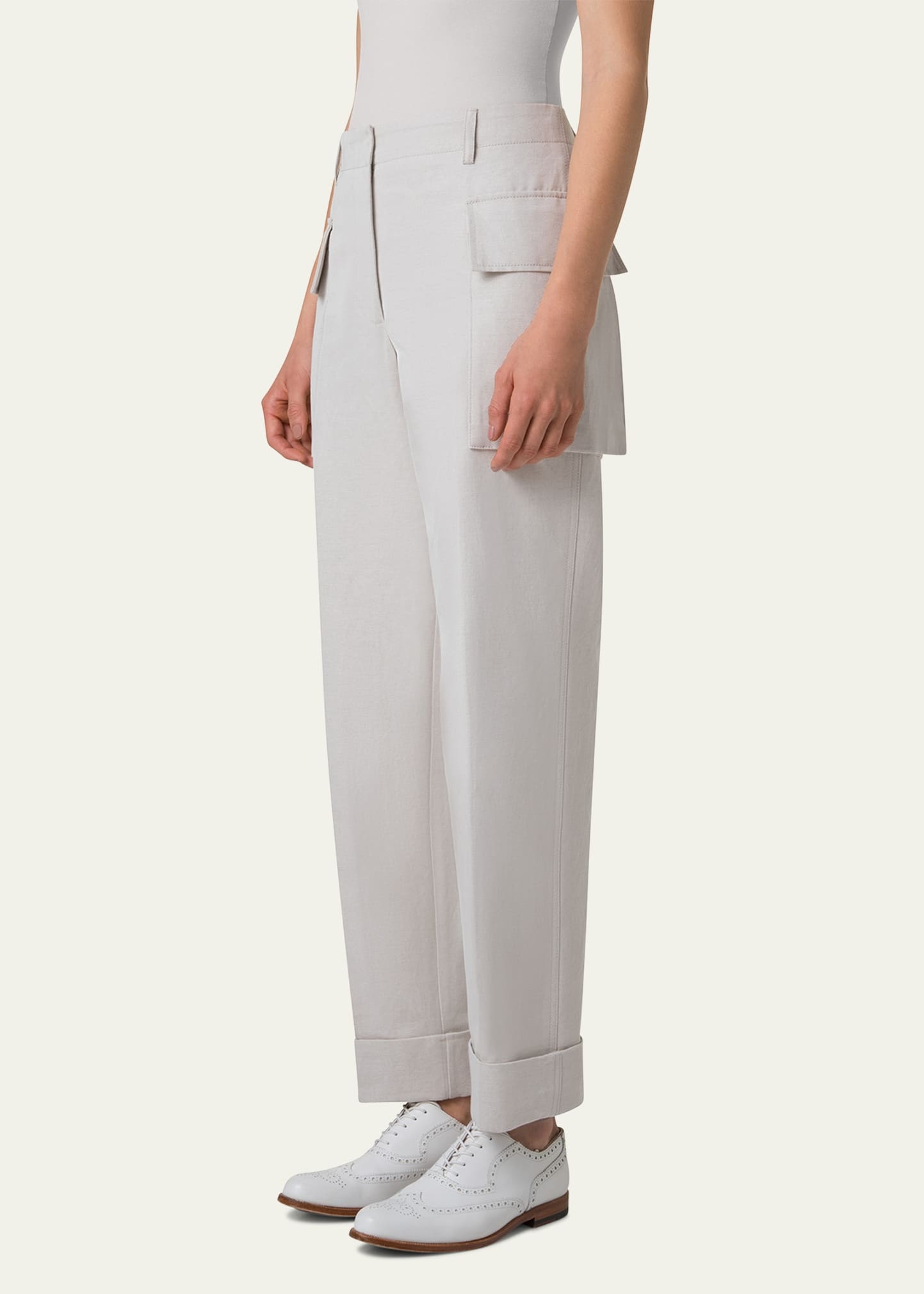 Marley Cropped Cotton-Linen Cargo Pants - 4