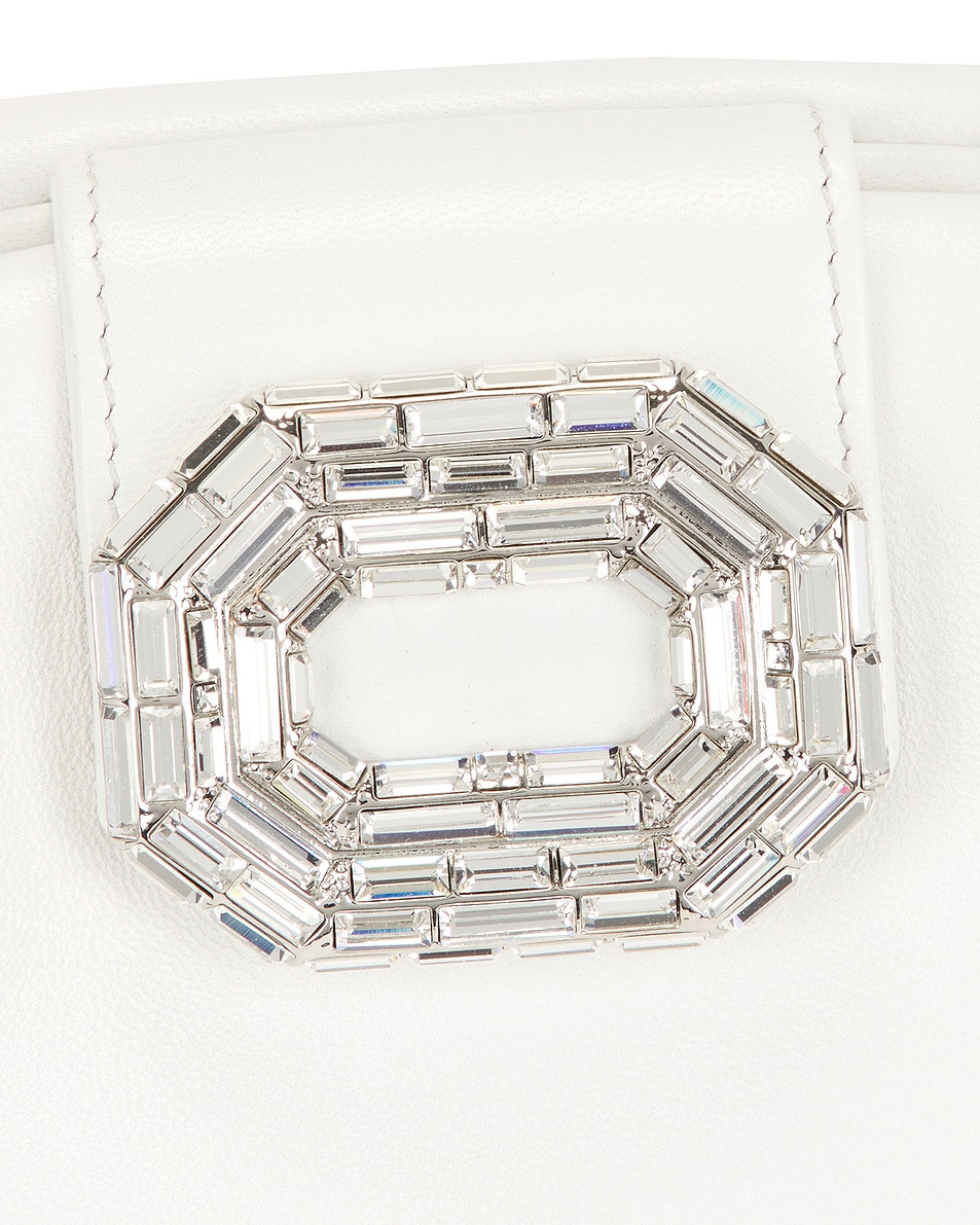 Camelia Leather Bag In White & Silver - 7