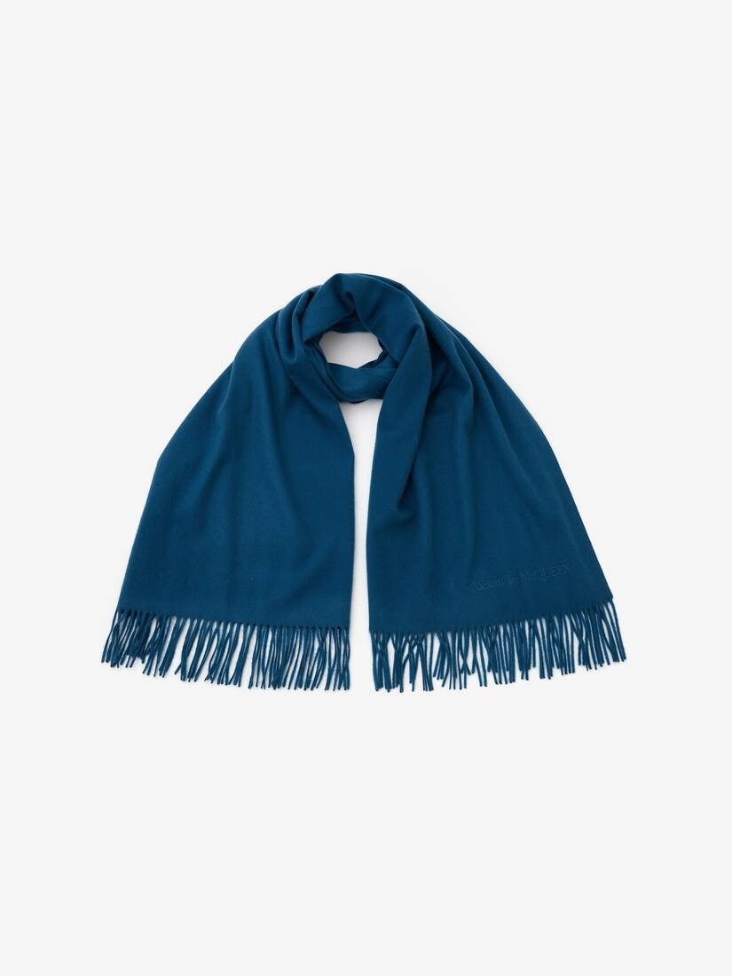 Embroidered Stole in Royal Blue - 2
